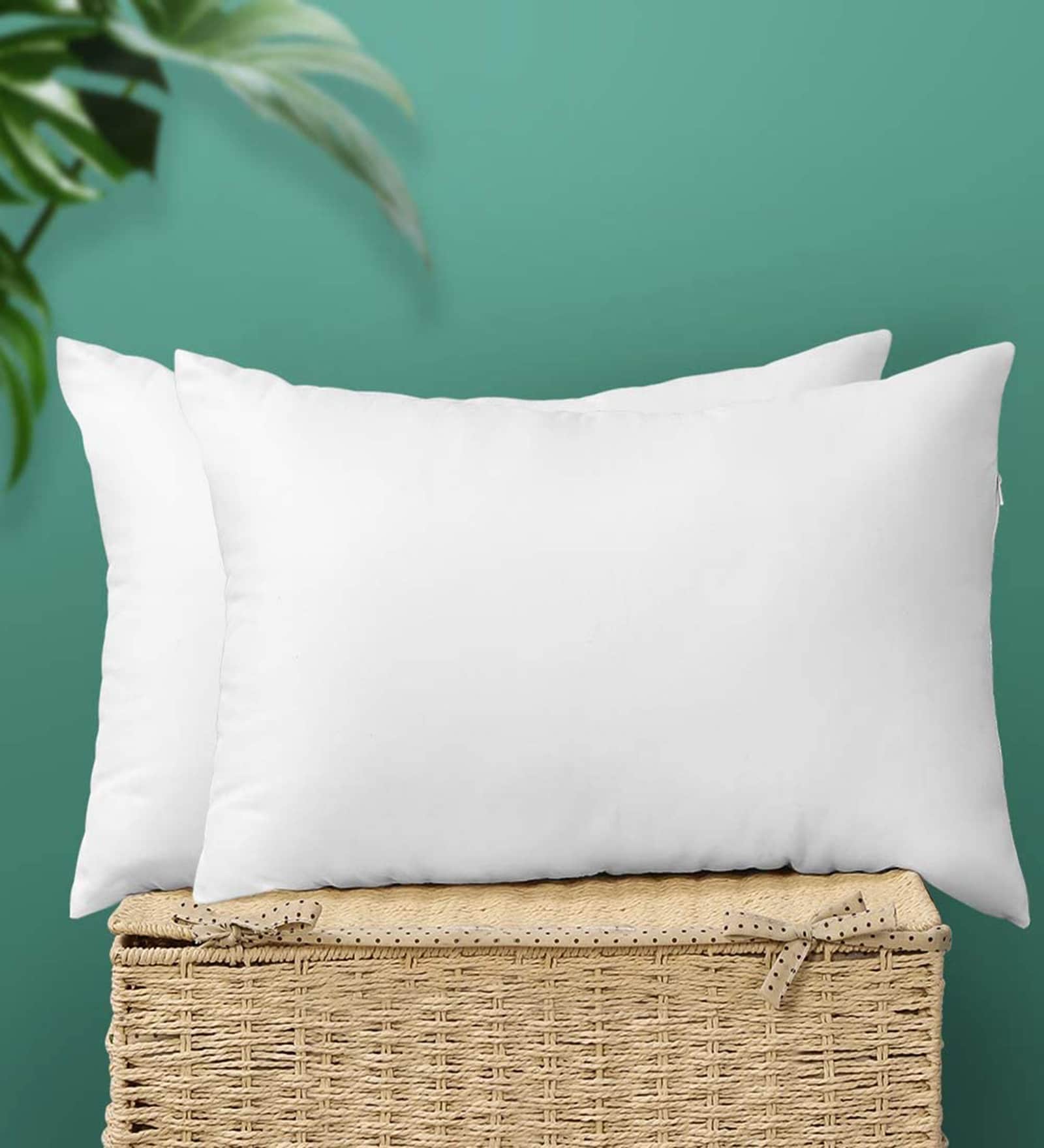 White Micro Fiber Solid 12x18 inches Cushion Insert (Pack of 2)