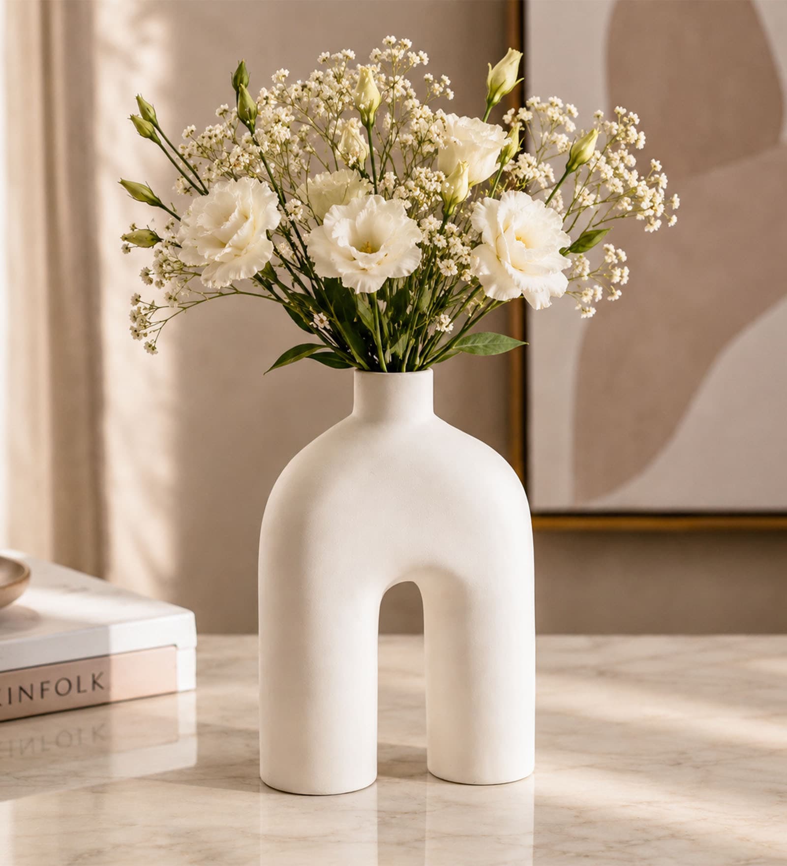 White Minimalistic Stoneware Vase
