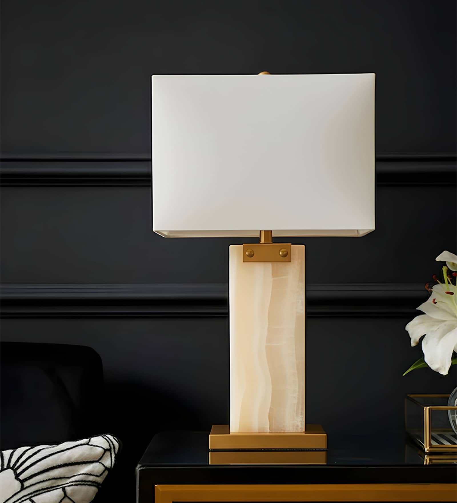 White Onyx Imperial Onyx table lamp