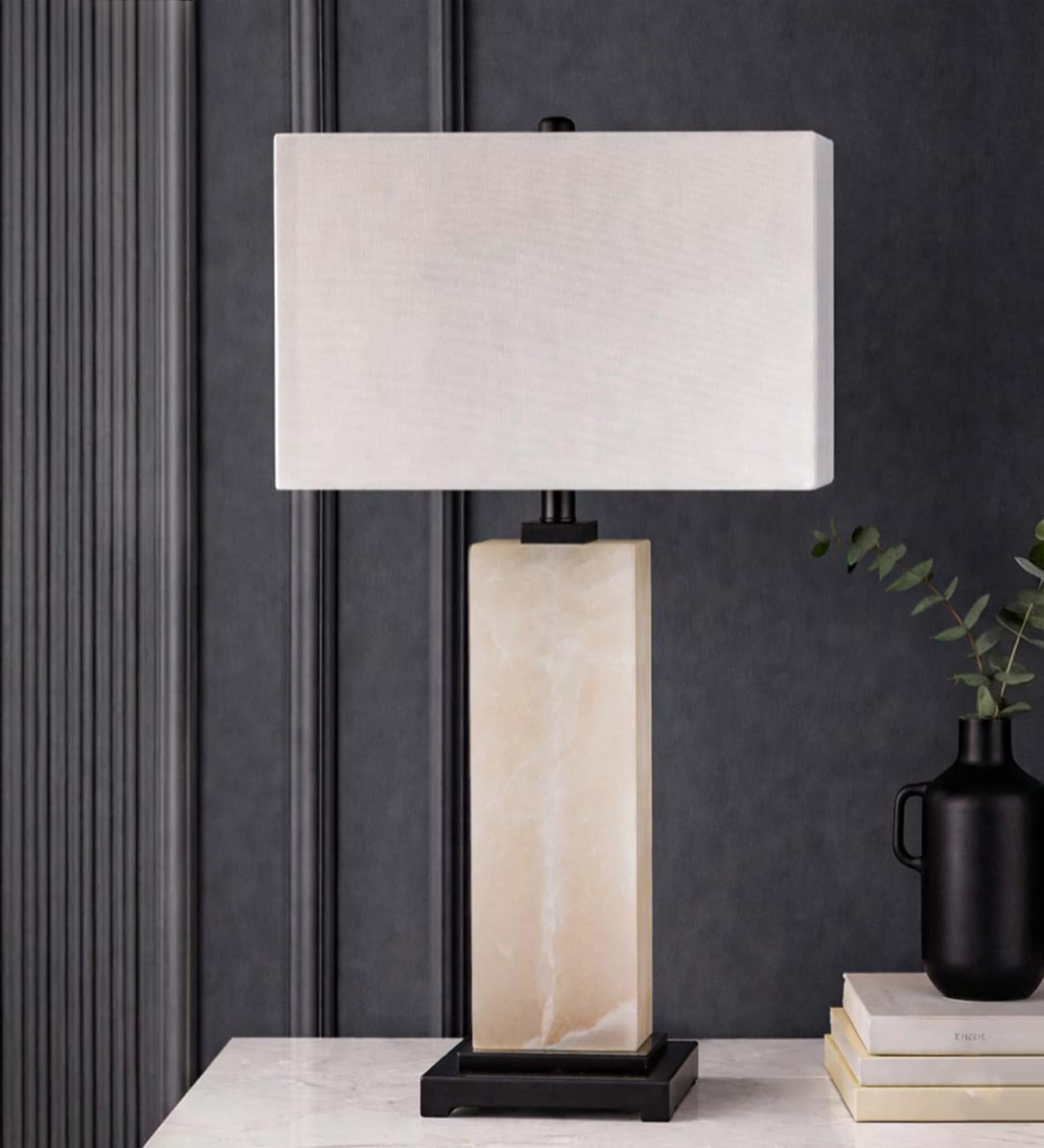 White Onyx The Onyx Column table Lamp