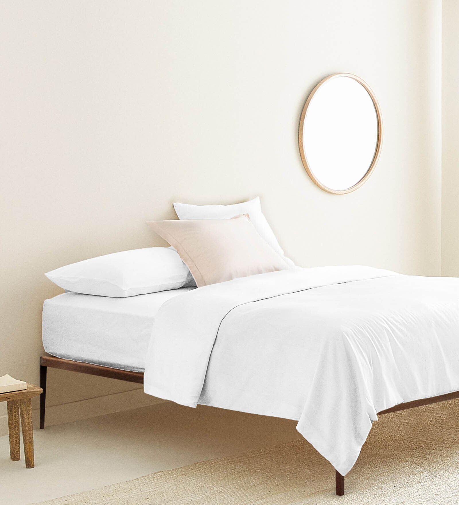 Buy White Solid Cotton Fitted Queen Size Bedsheet at 100 OFF by The