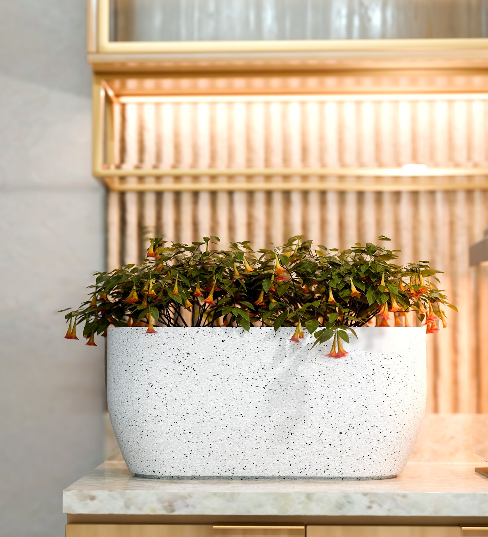 White PCTR Marble rectangular 2411 Planter