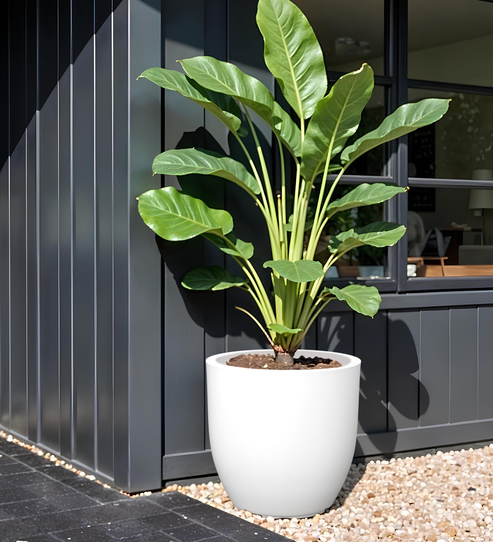 White Pcup Round 24 Inches Planter