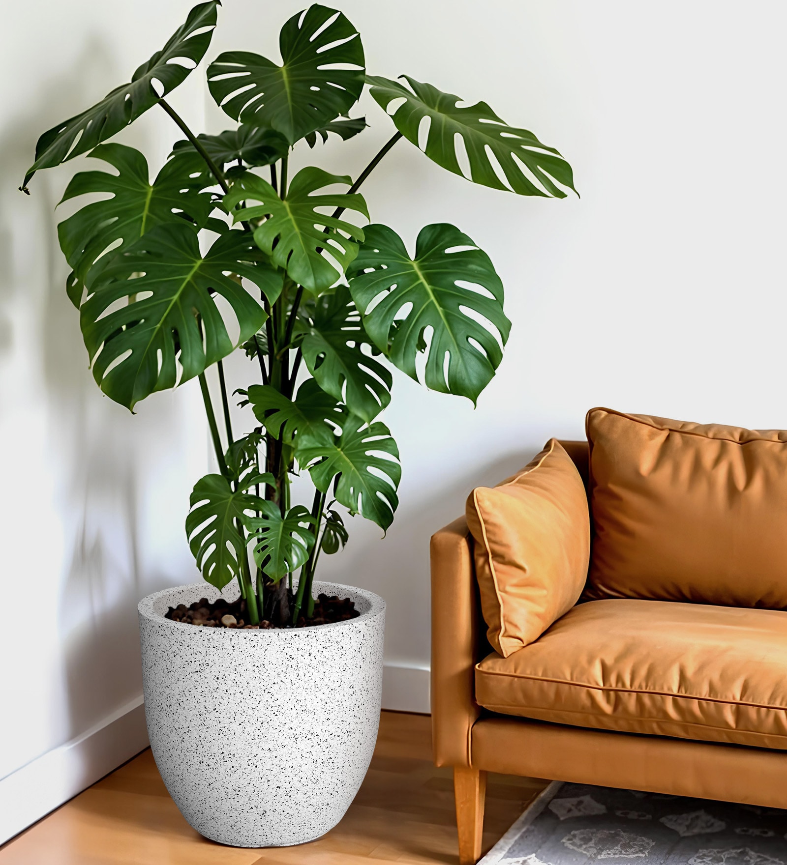 White PcupMarble Round 12 Inches Planter