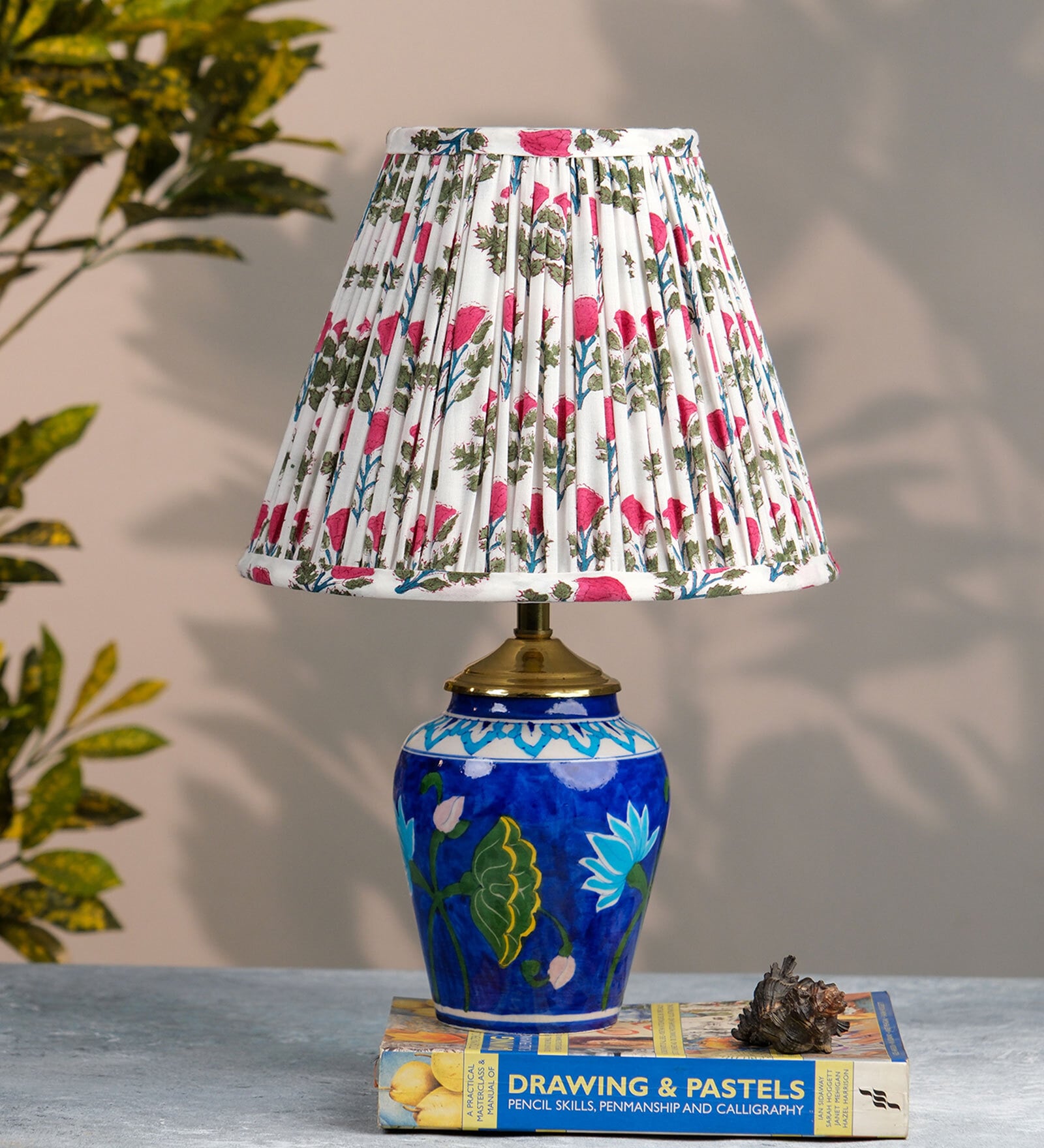White Pink Block Print Empire Lampshade