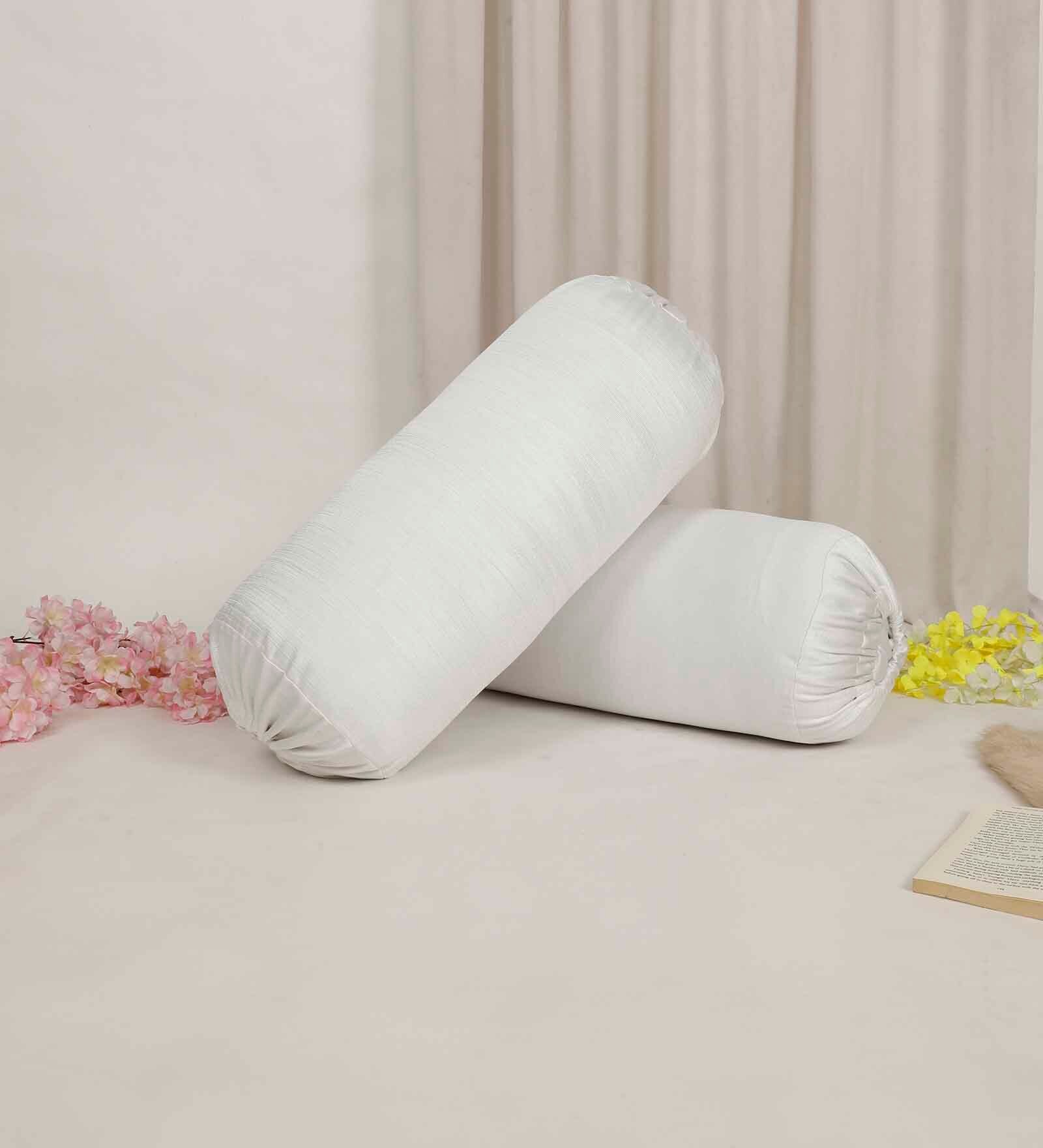 White plain TC Polyester Blend 2 Bolster Covers