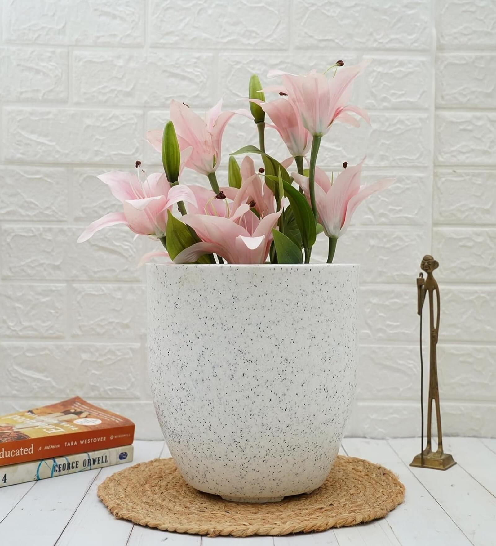 White Plastic Floor Planter