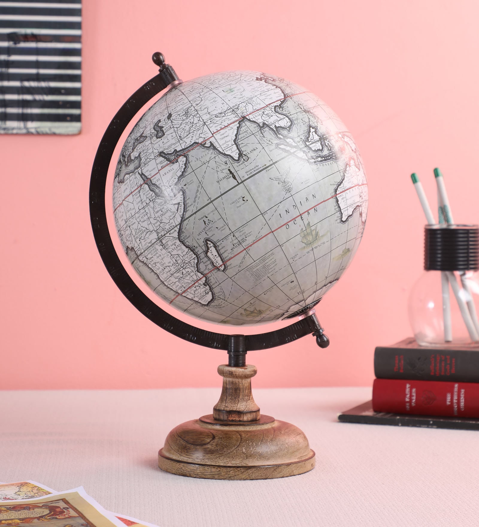 buy-white-plastic-designer-geographical-map-table-globe-at-6-off-by