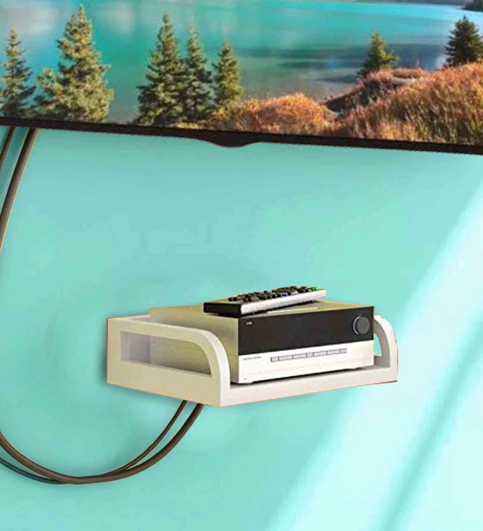 White Plywood, Cloth, Goldfoil, Paints & Semi Precious Stones Wall Shelf