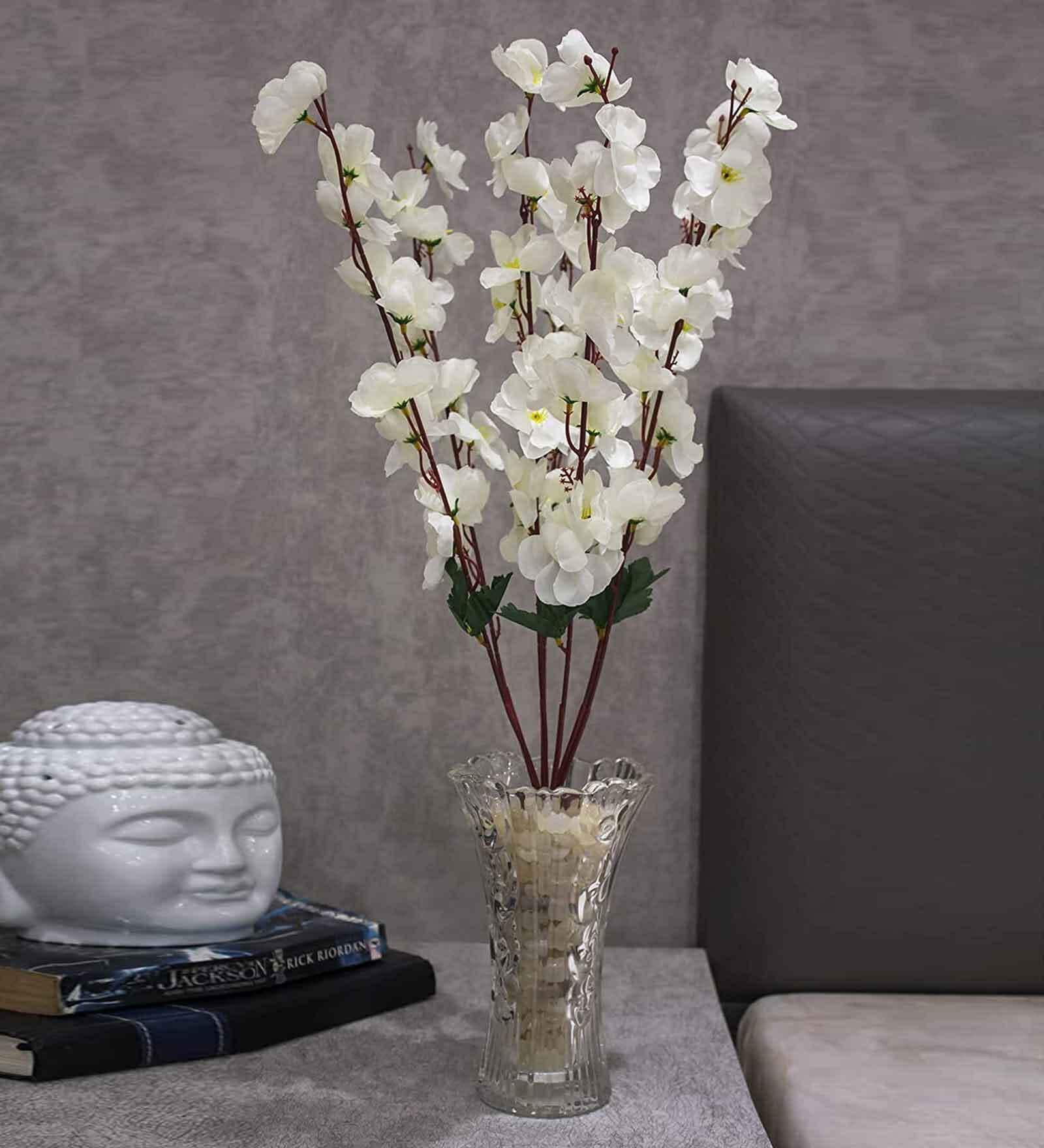White Polyester Artificial Blossom Flower Bunch