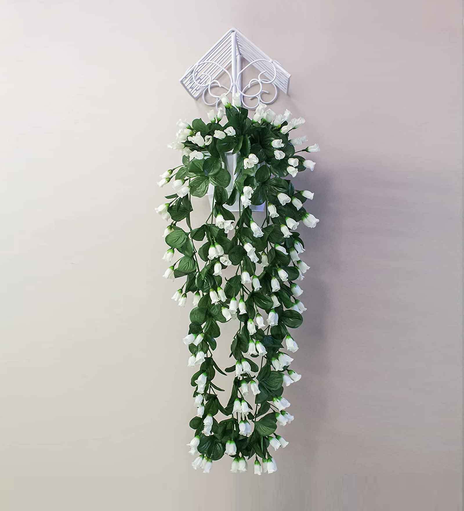 White Polyester Creeper Pot Artificial Flowers