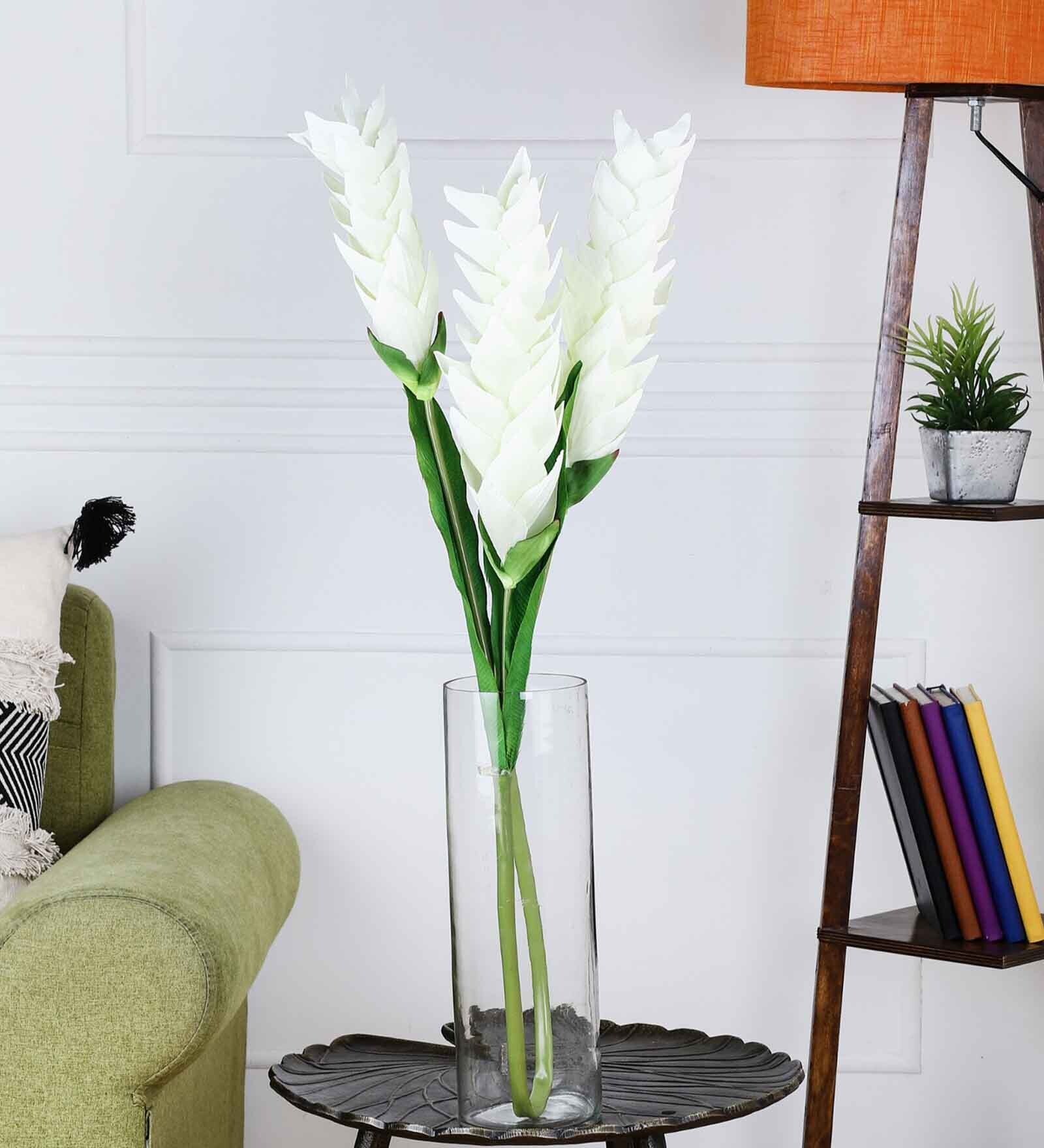 Buy White Fabric & Plastic Ginger Stick Artificial Flowers at 60 OFF