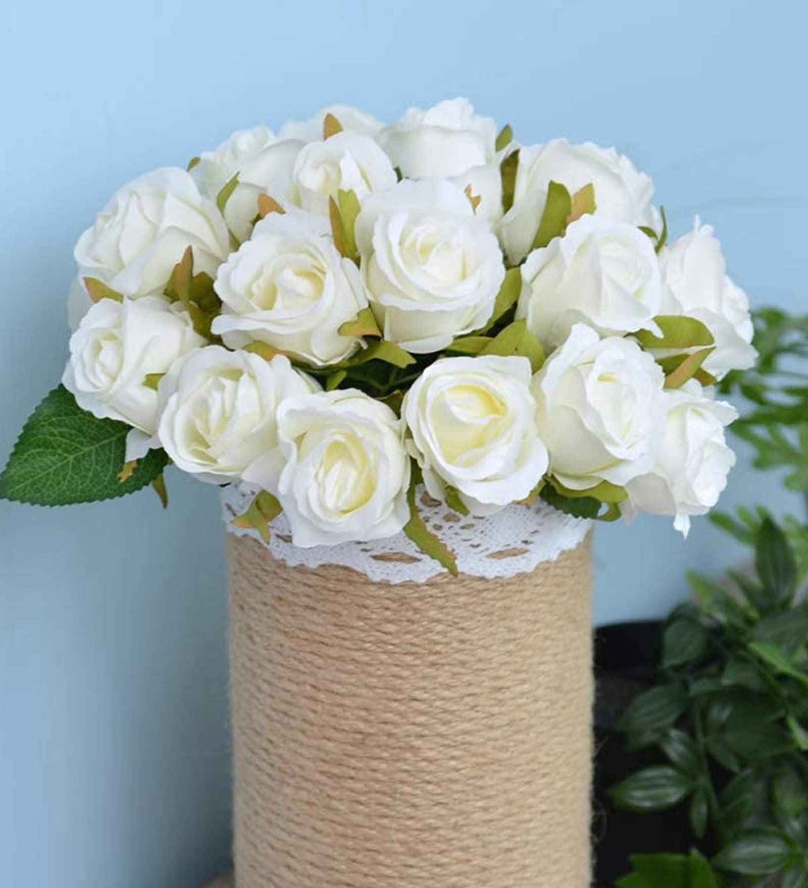 Withe Plastic Roses Buy White Polyester Artificial Rose Flower, Set of 12 Without Pot by ...
