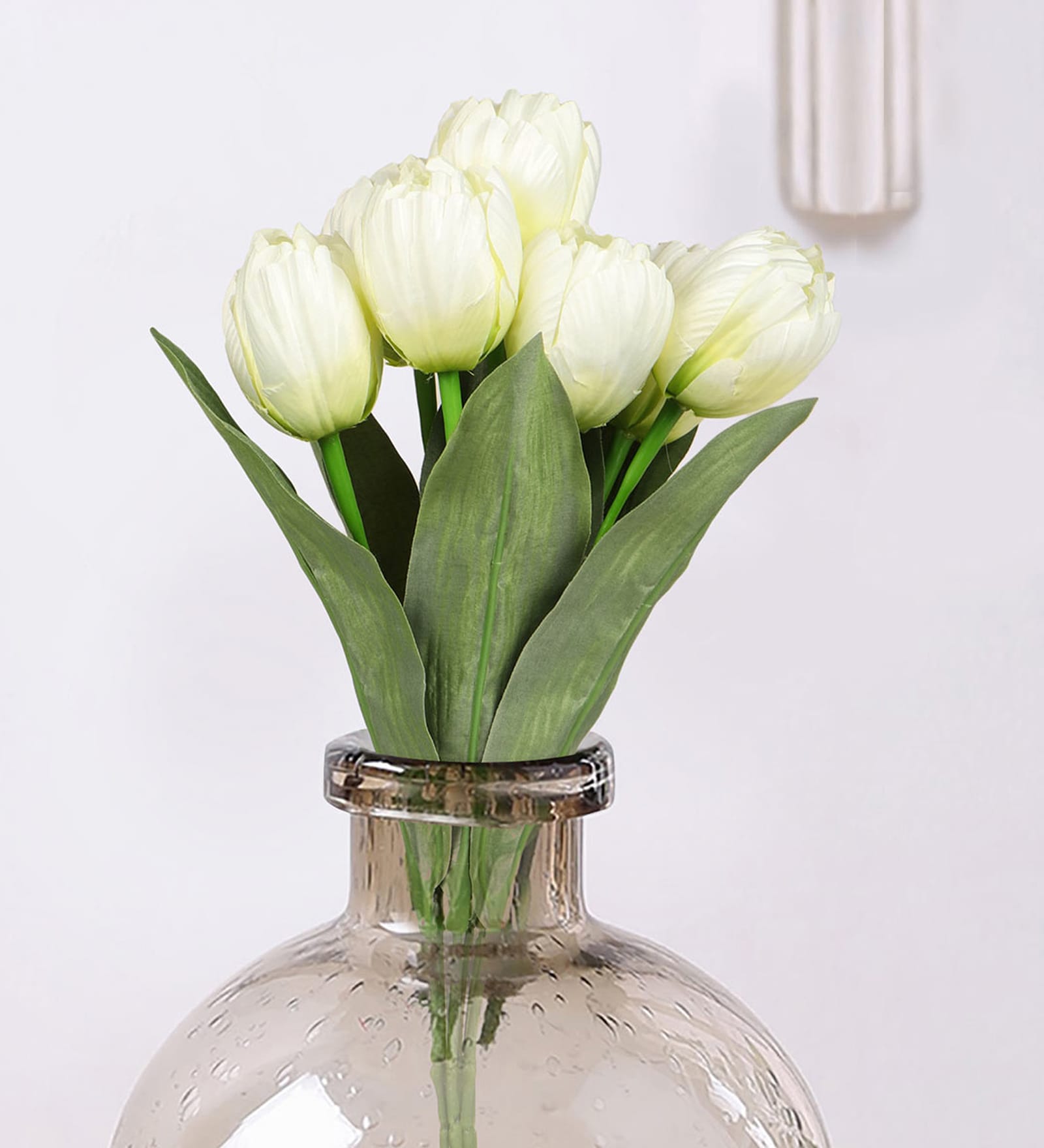 White Polyester Tulip Artificial Flowers