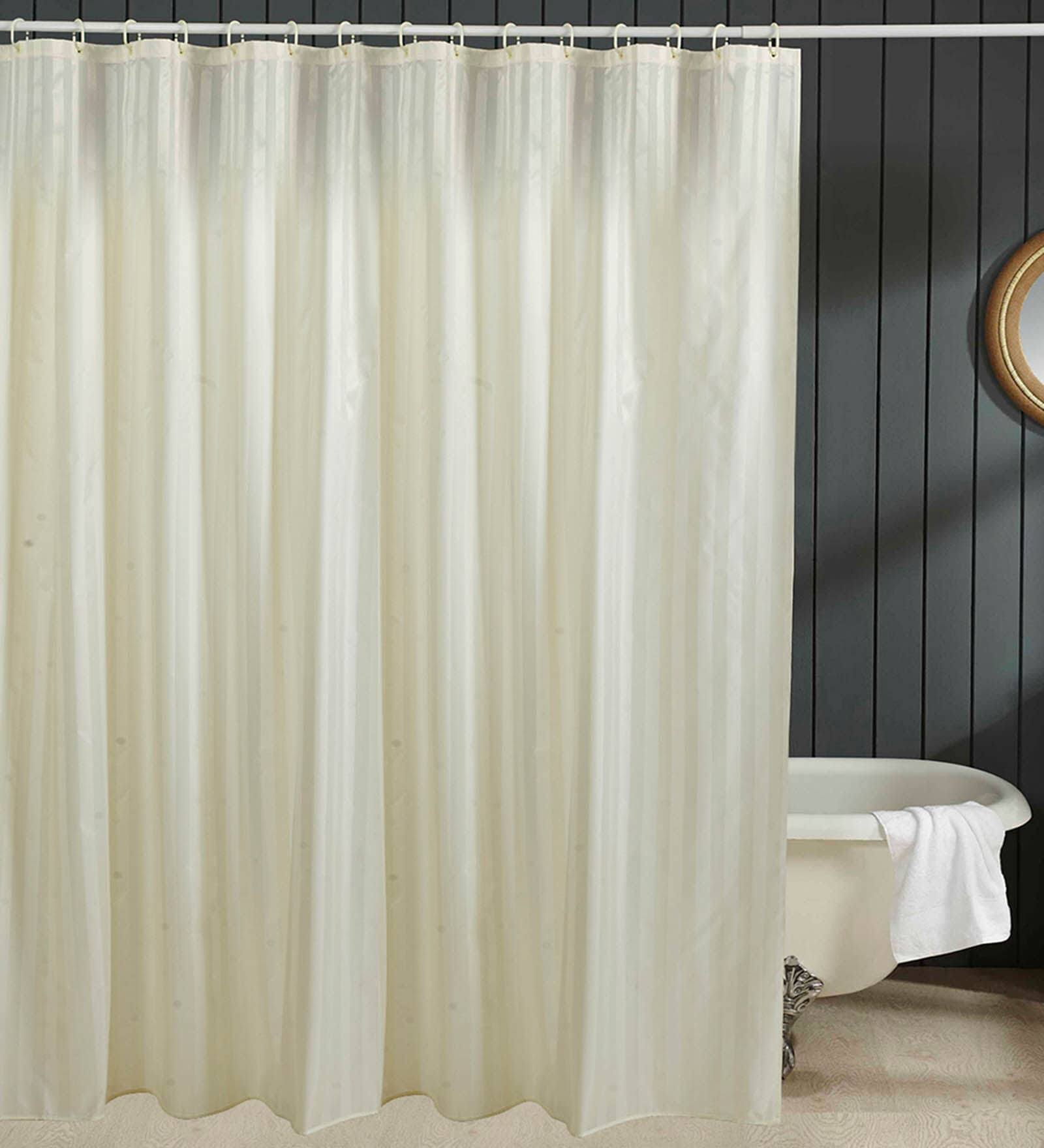 White Shower Polyester 6 Ft Blackout Eyelet Shower Curtain