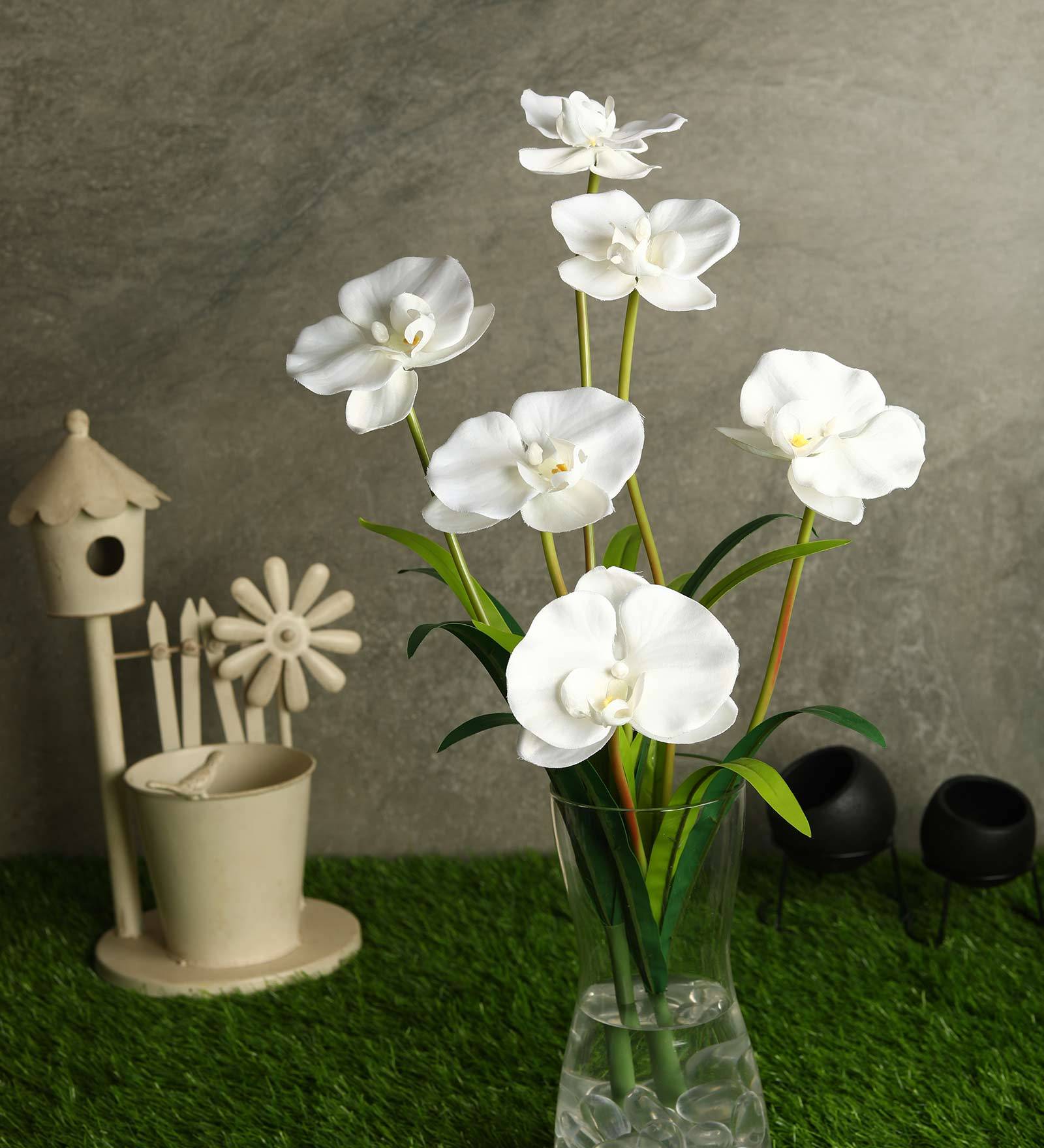 Buy White Polyester Stunning Orchid Bunch Artificial Flowers at 41 OFF