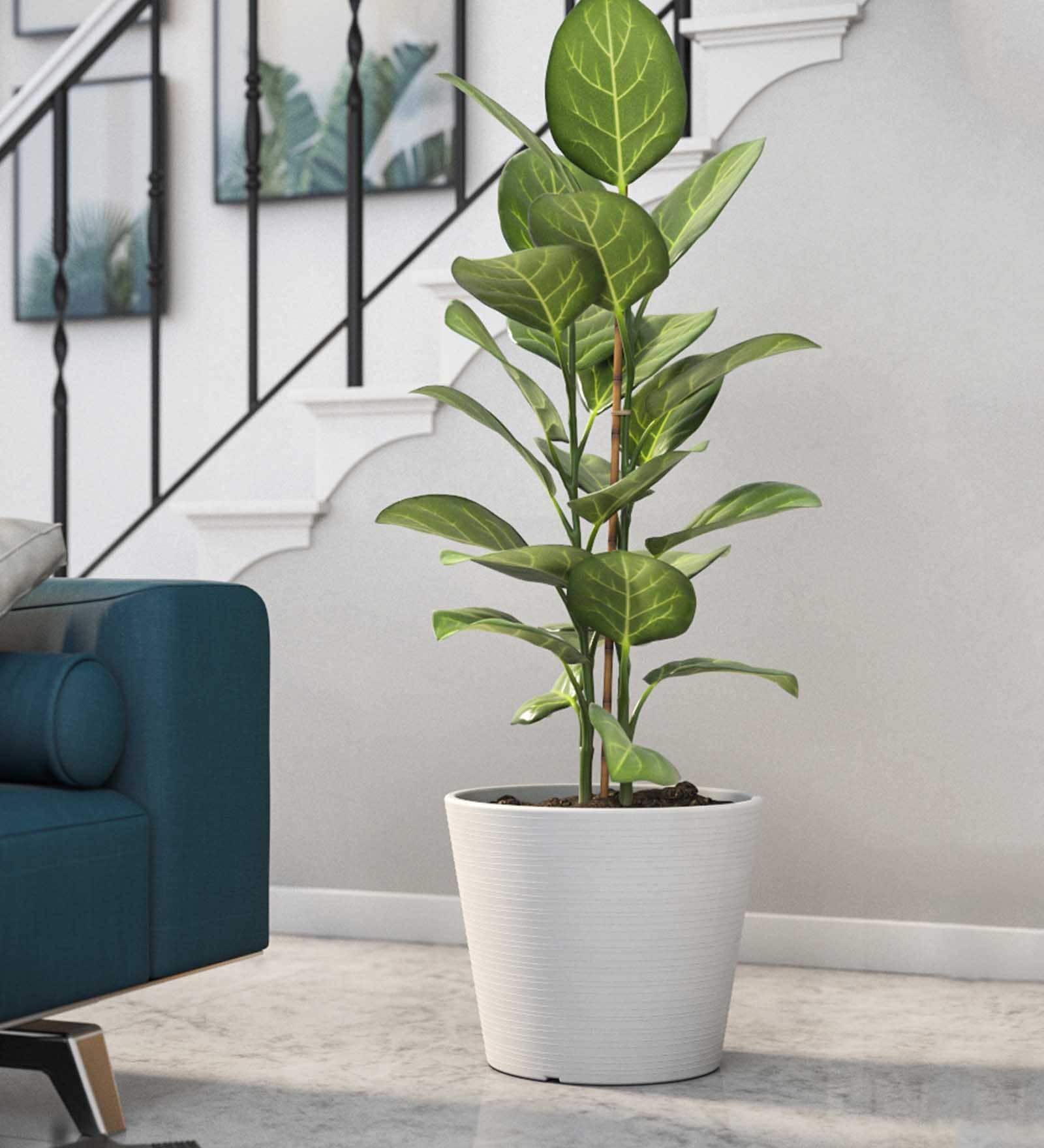 Aloha Medium White Polymer Floor Planter