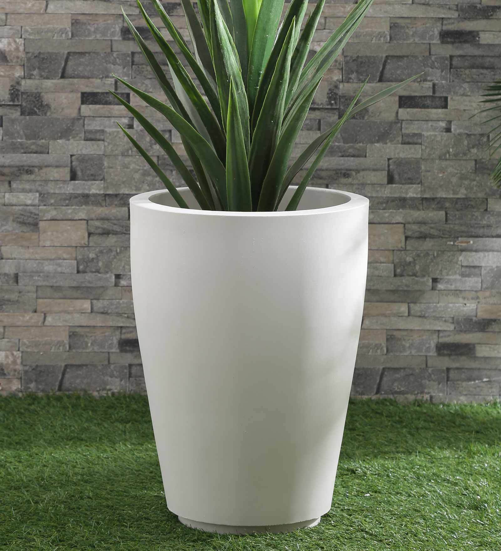 Buy White Polymer Round Shaped Large Planter by Yuccabe Italia at 4% ...