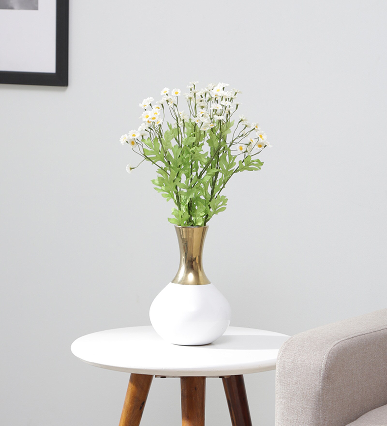 White Fabric Daisy Stick Artificial Flowers