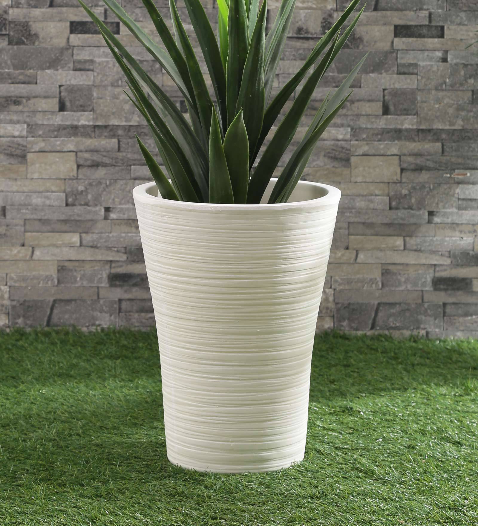 Buy White Polystone Round Shaped Large Planter by Yuccabe Italia at 42% ...