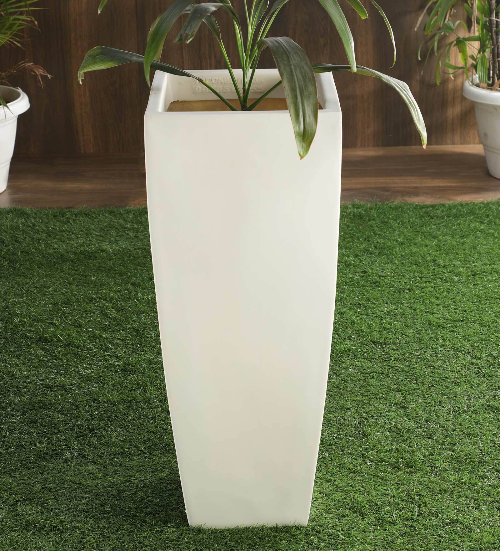 Buy White Polymer Square Shaped Large Planter By Yuccabe Italia At 42% 