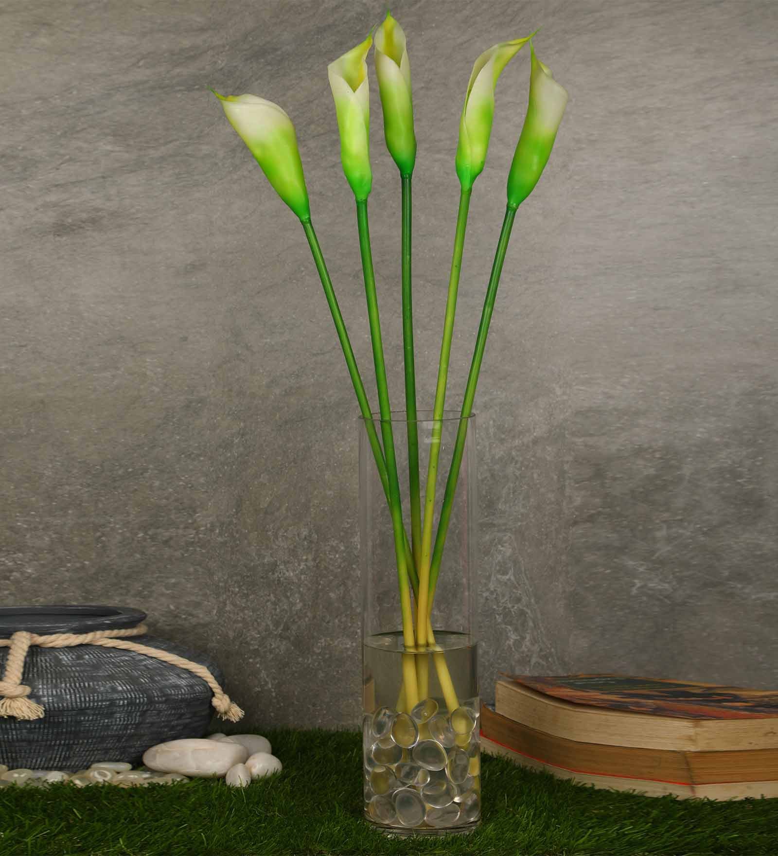 White Polyurethane Callalily Artificial Flower Pack of 5