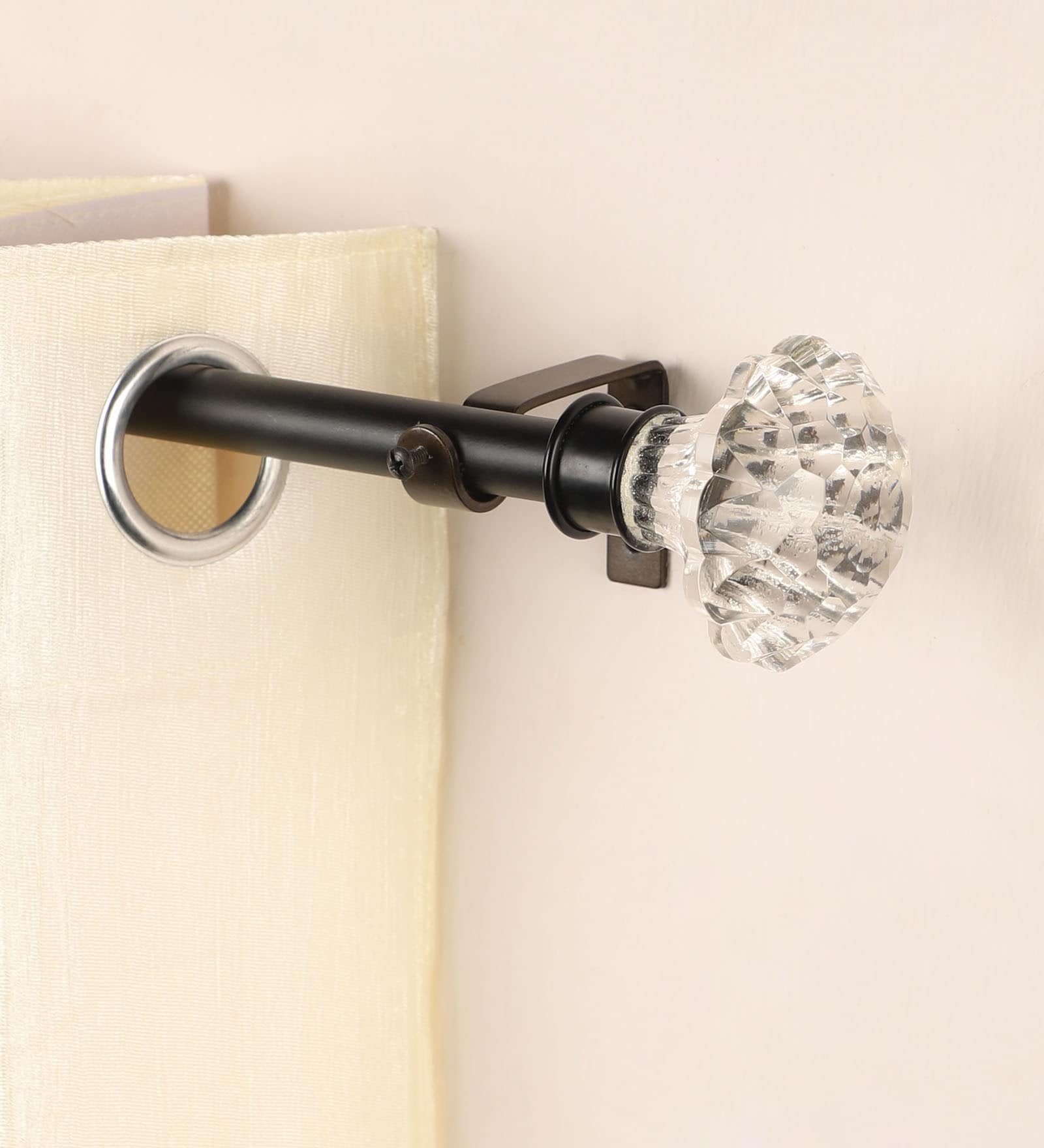 White Powder Coated  Iron Curtain Rod  (48 to 88 Inches) With Bracket