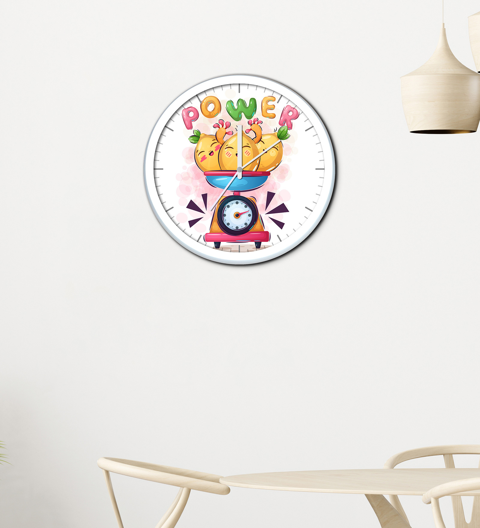 White Plastic Power Kids Wall Clock