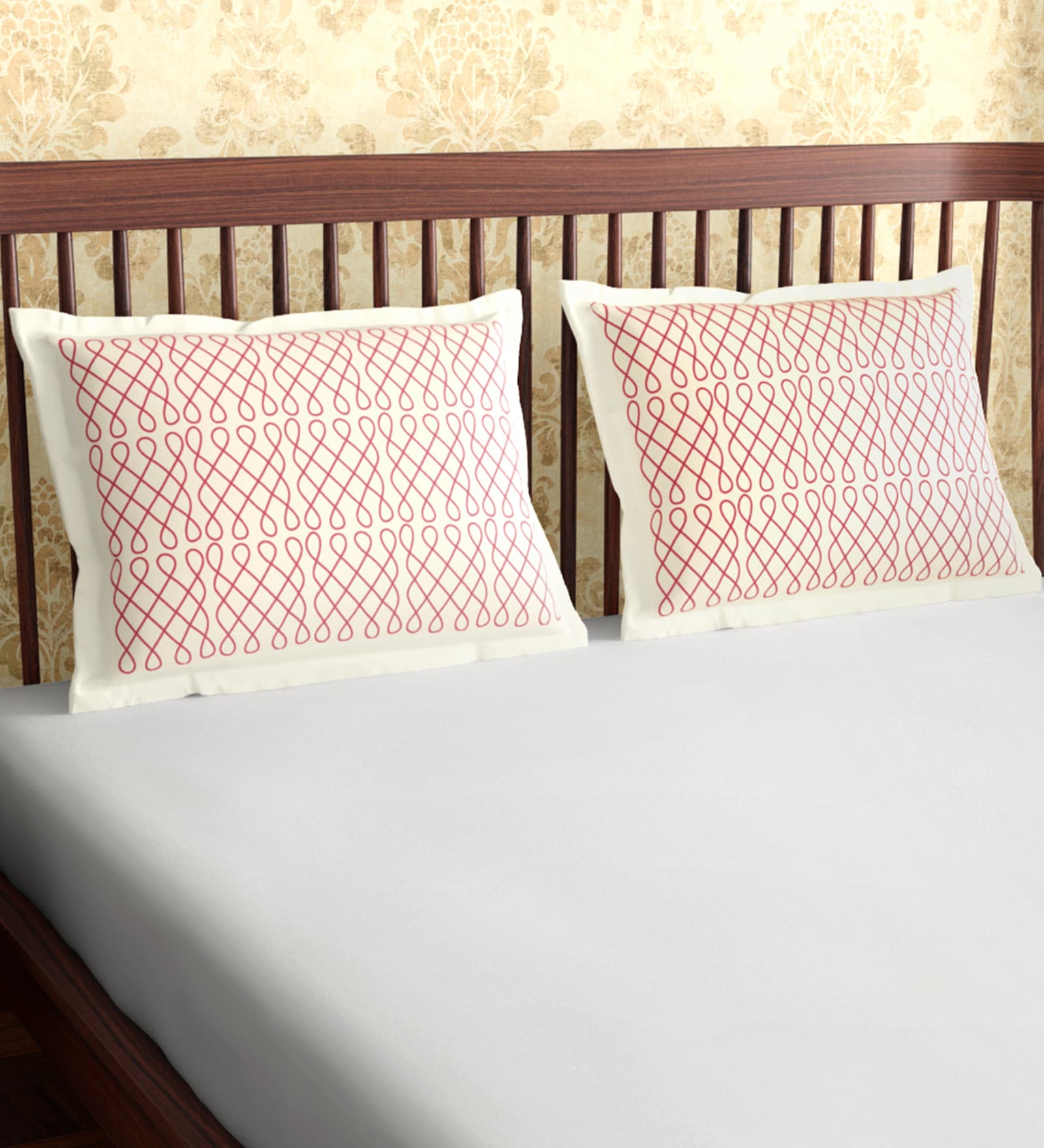 White Geometric 300TC Cotton 27 x 18 Inches Pillow Covers (Set of 2)