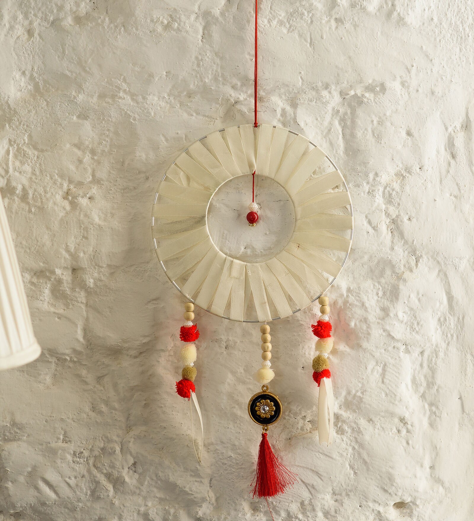 White Ribbon Circle Decorative Dream Catcher