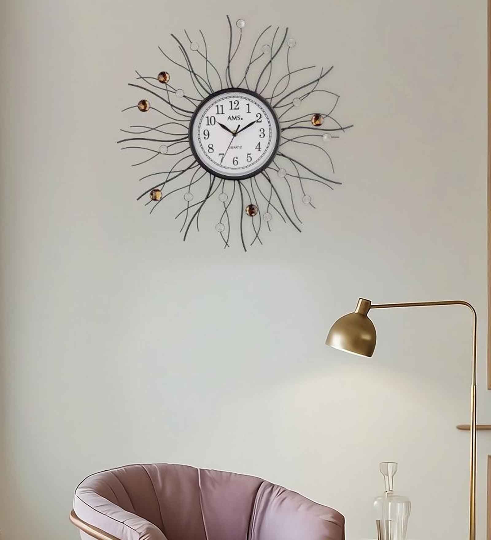 White Round Analog Modern Clock With Quartz Movement