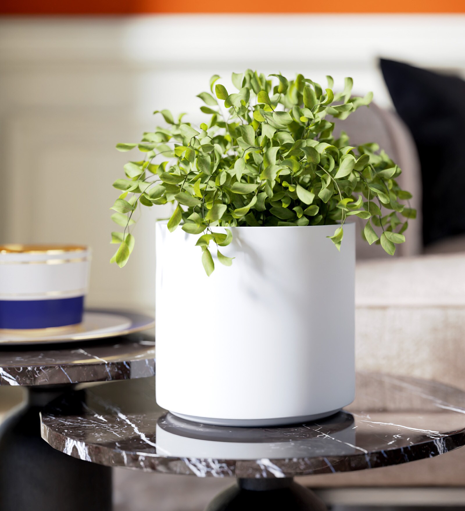 White Round Shaped Polymer Planter