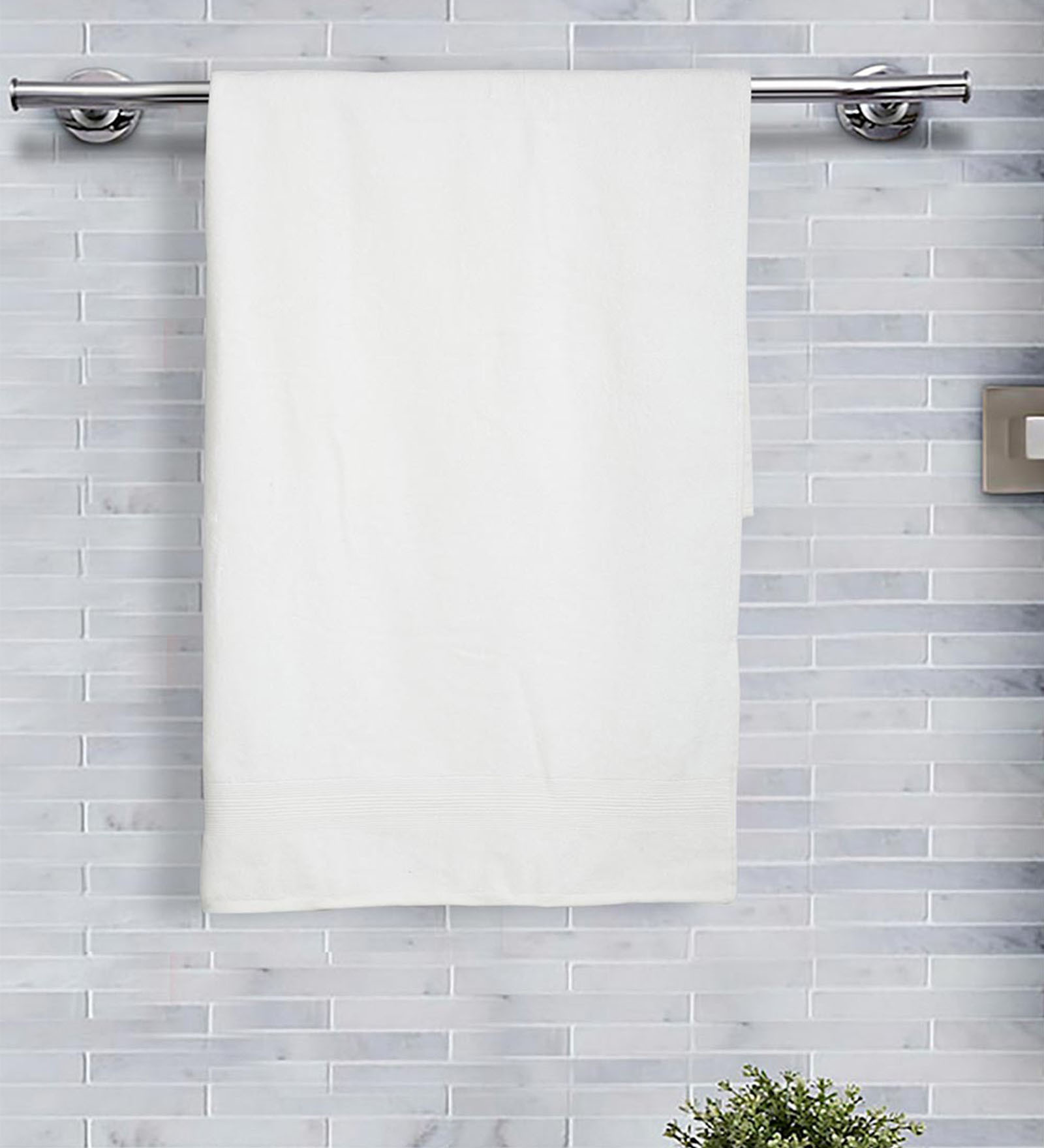 White Sancha Pile Cotton Medium Towel-500 Gsm