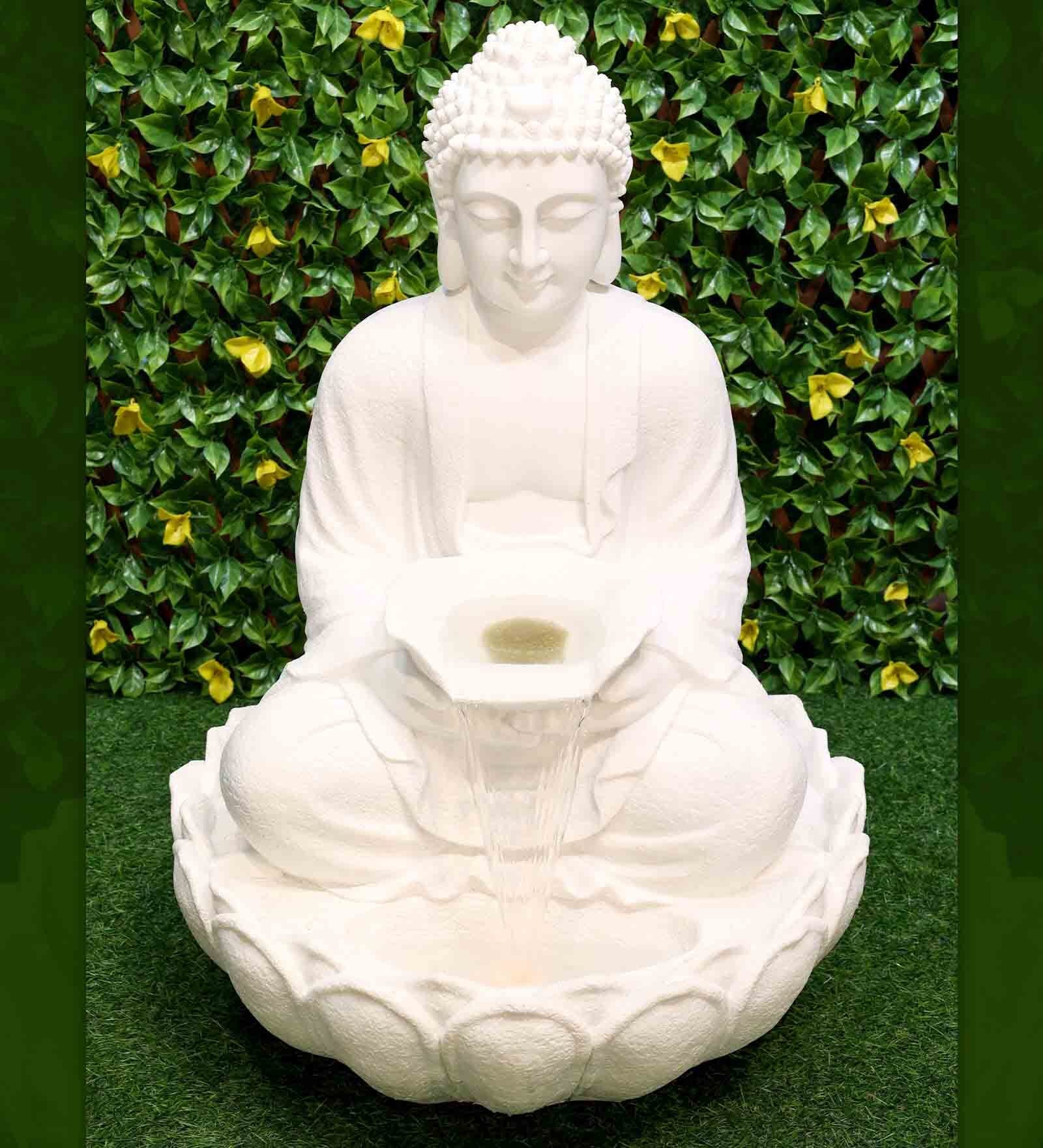 White Buddha Offering Sand Stone Indoor Water Fountain