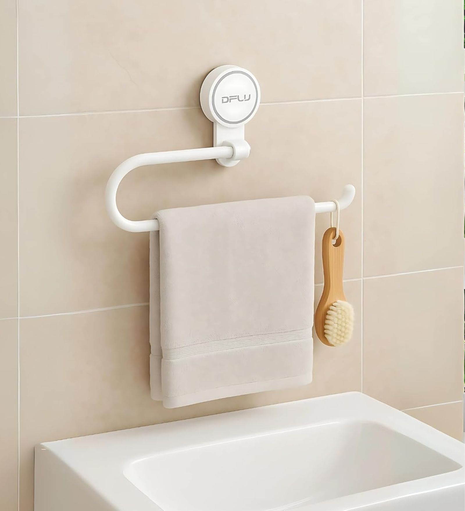 White Self Adhesive Towel Holder