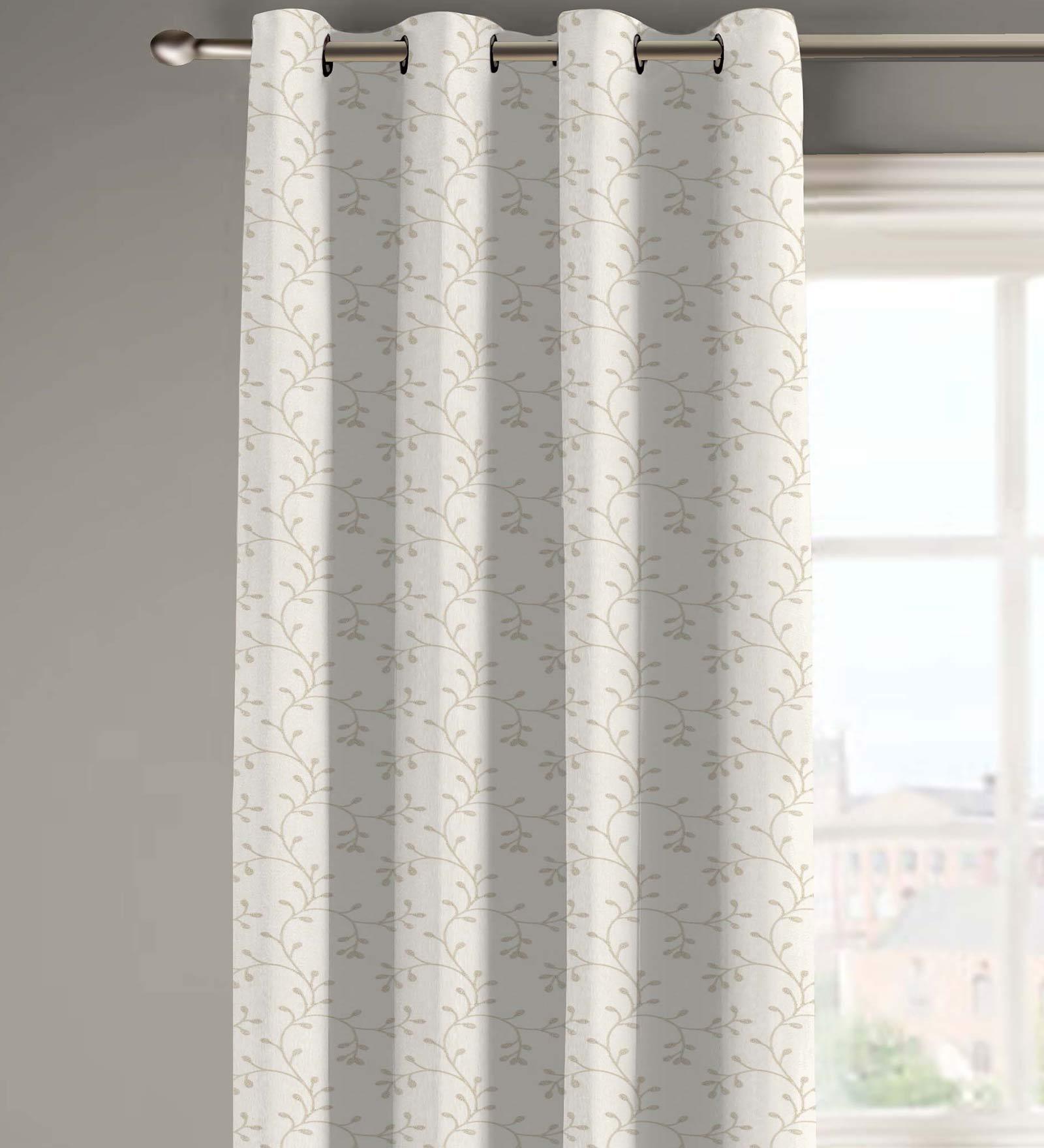 Linen Cord White Semisheer Polycotton 7 Feet Eyelet Door Curtain
