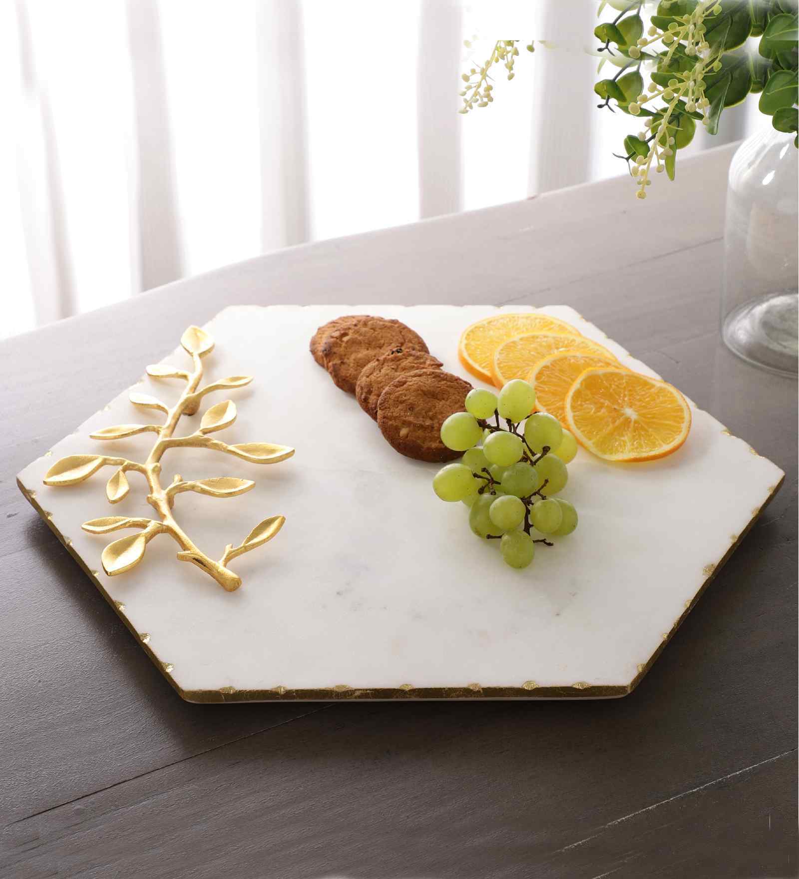 White Hexagon Shape Serving Platter