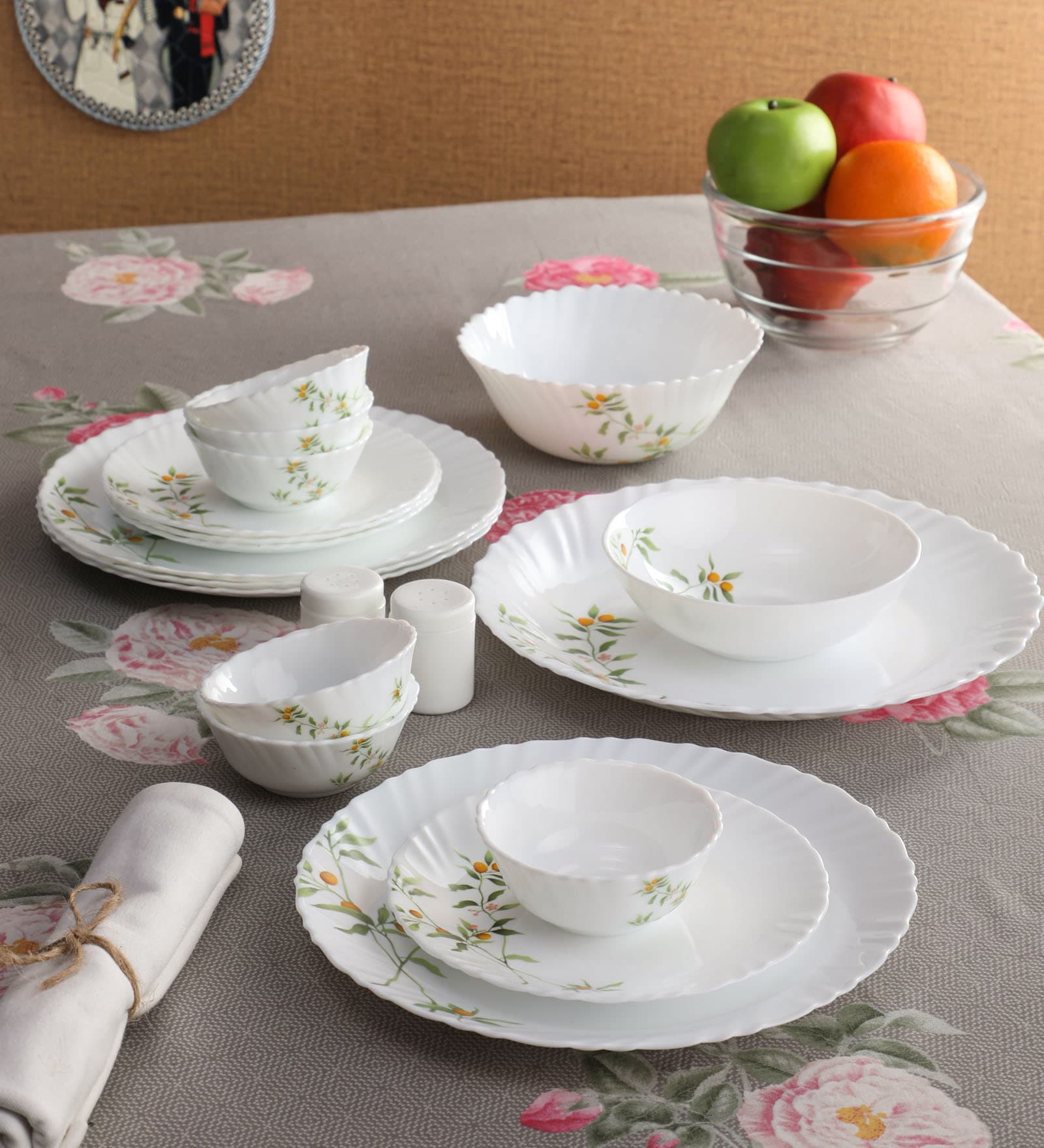 Vivid Green Opalware Dinner Set