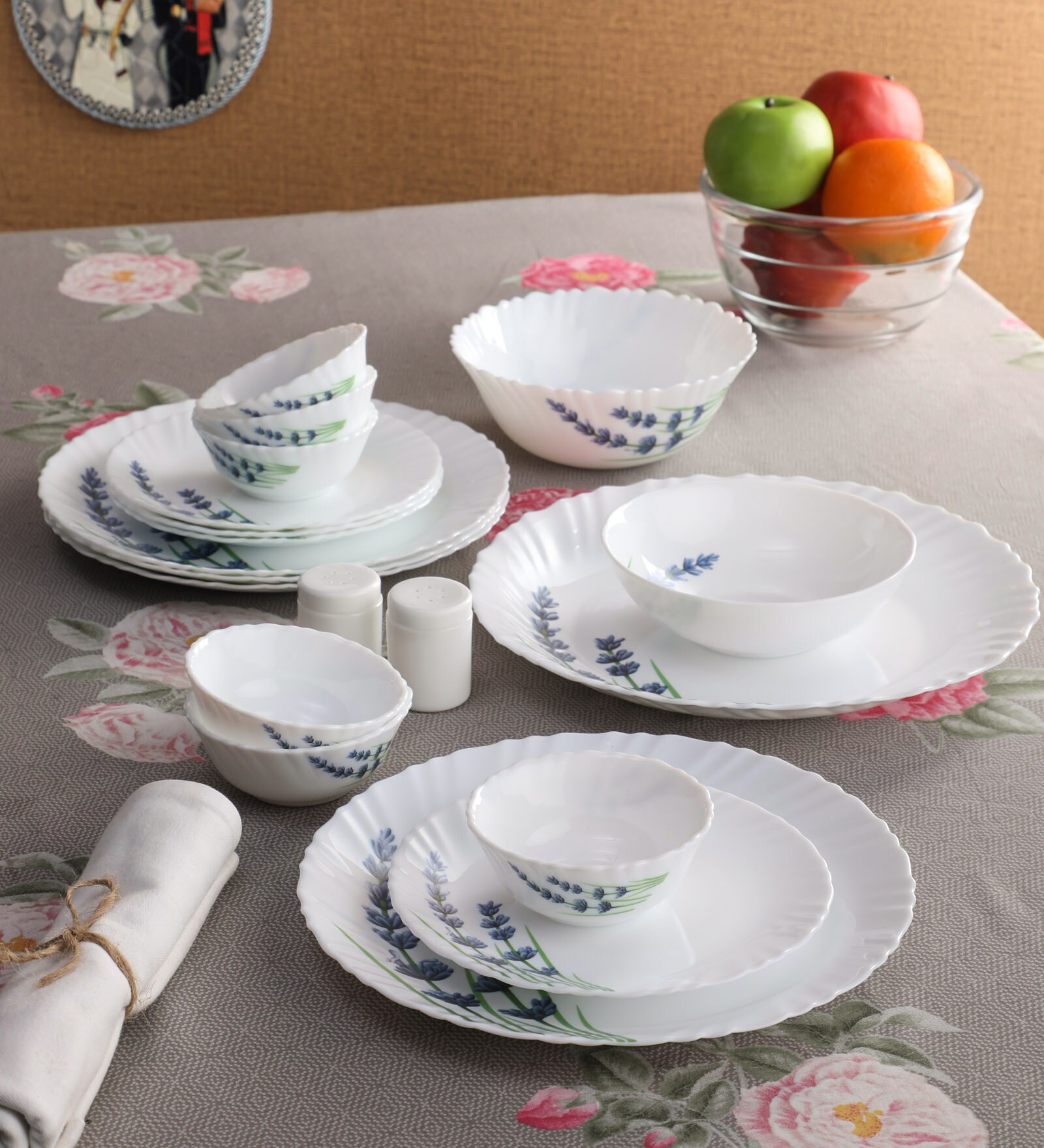 English Lavender Opalware Dinner Set