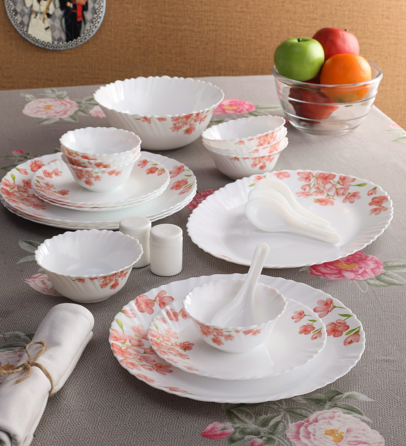 Diva Aster Pink Opalware Dinner Set