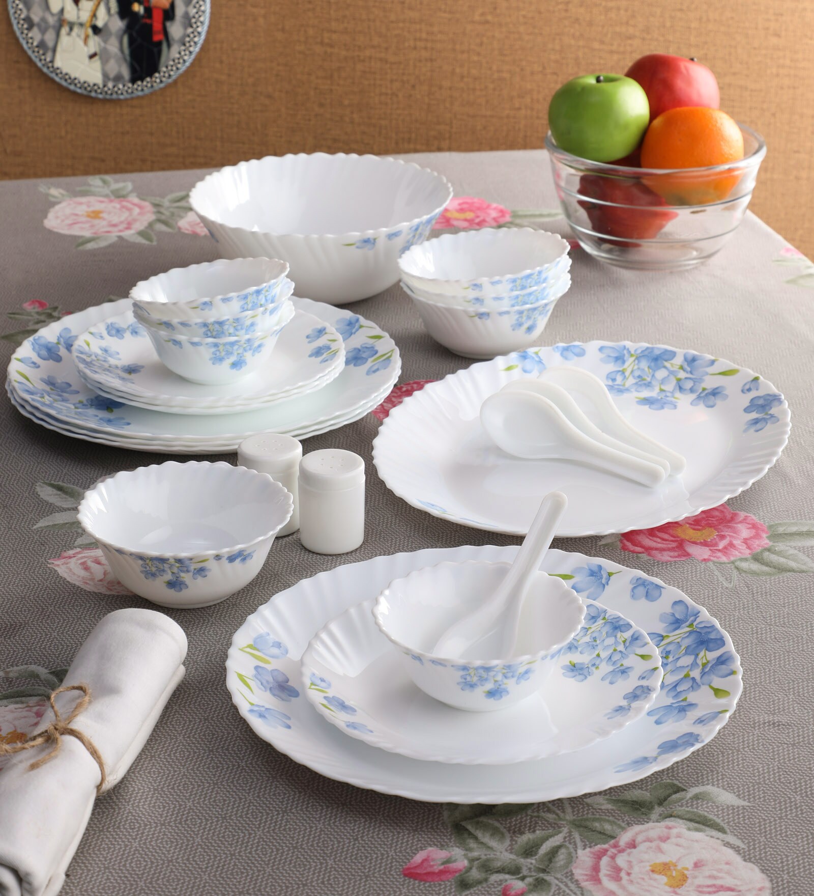 Diva Aster Blue Opalware Dinner Set