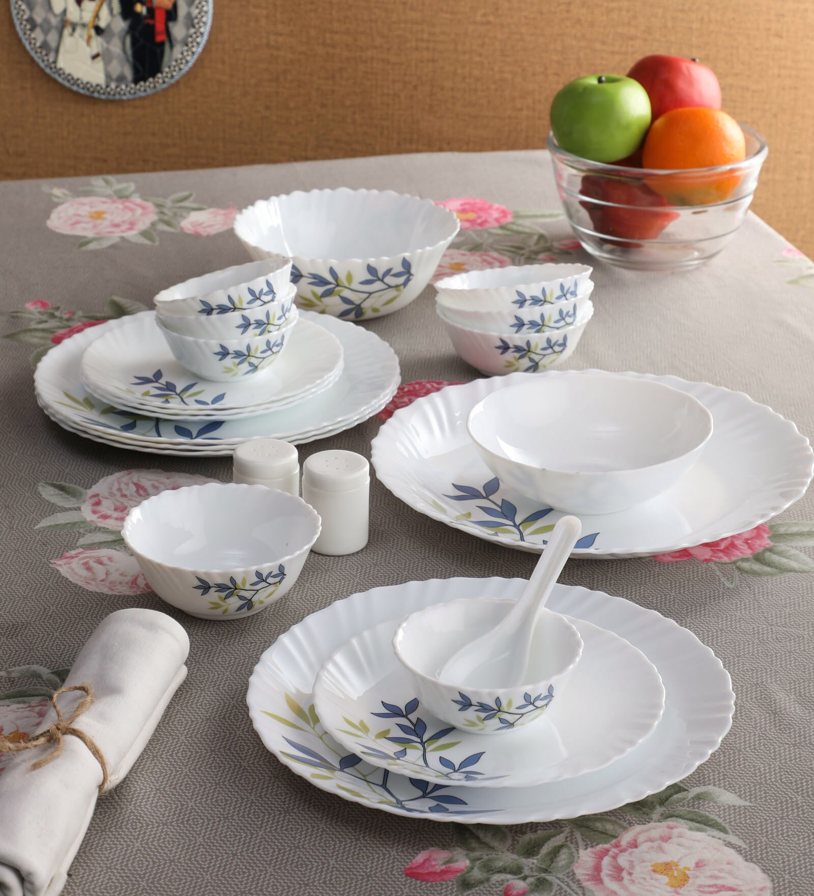 Silken Charm White Opalware Dinner Set