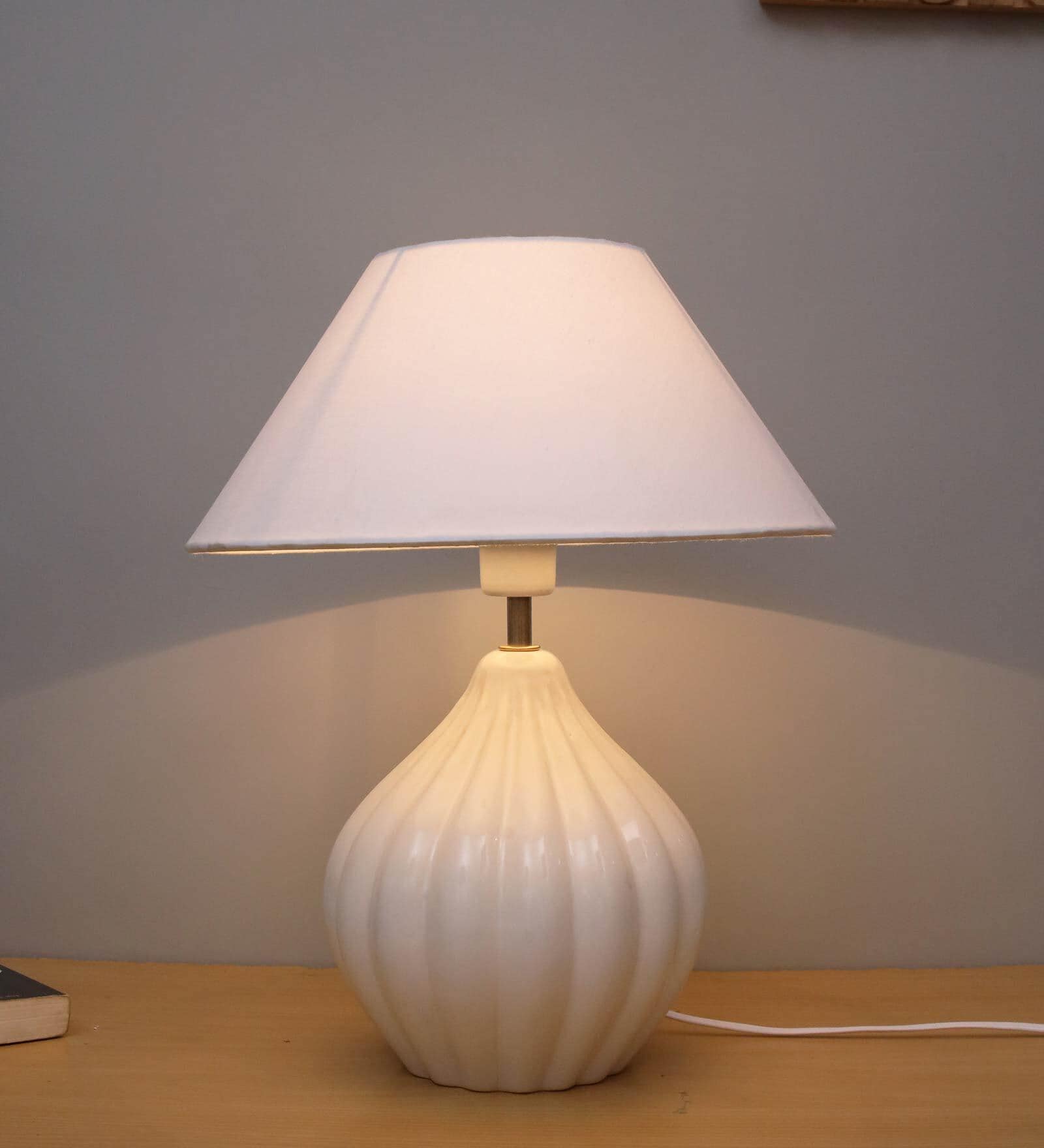 Buy White Shade Table Lamp With Ceramic Base By Homesake at 35 OFF by
