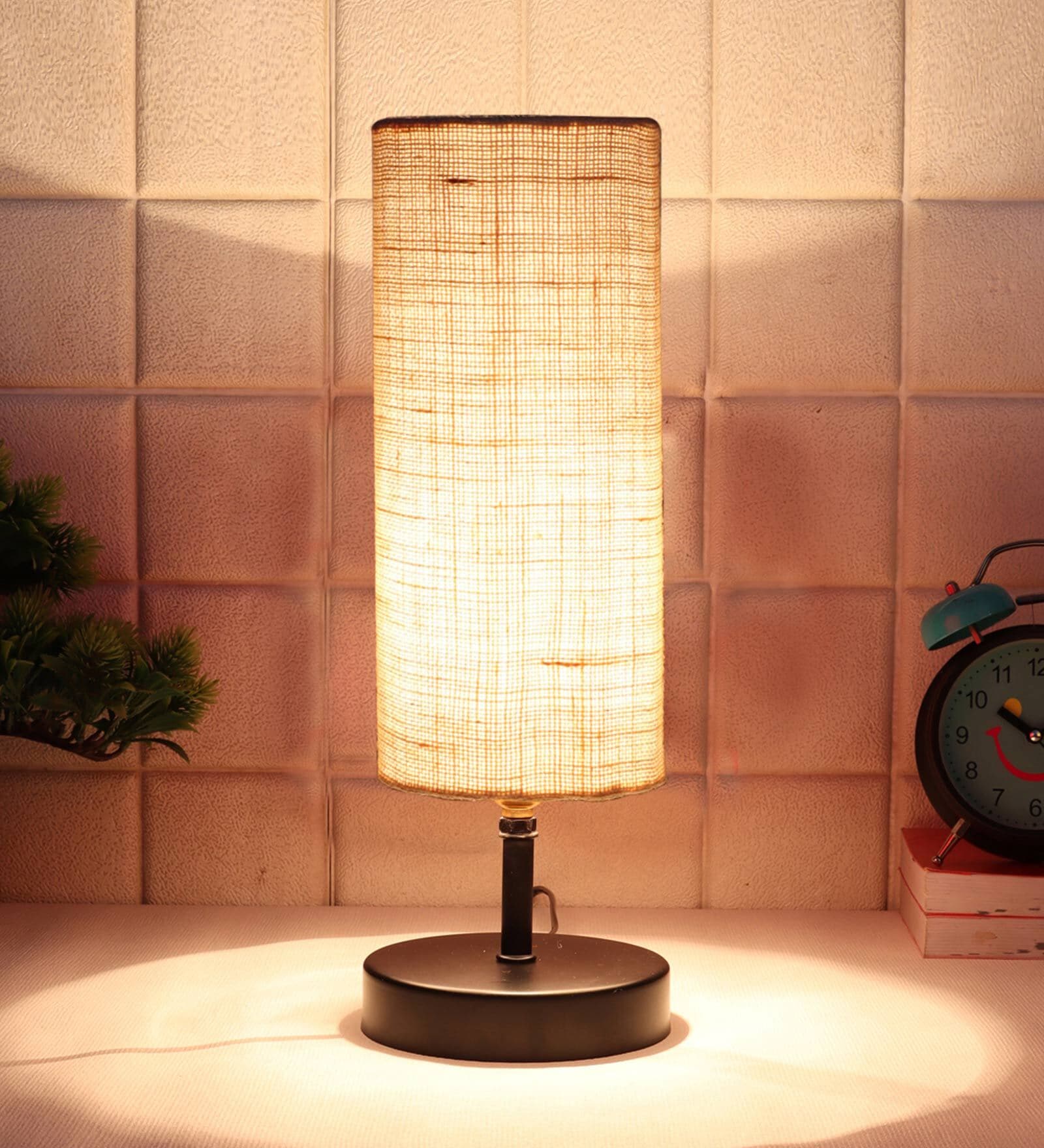 Palermo White Jute Shade Table Lamp With Iron Base