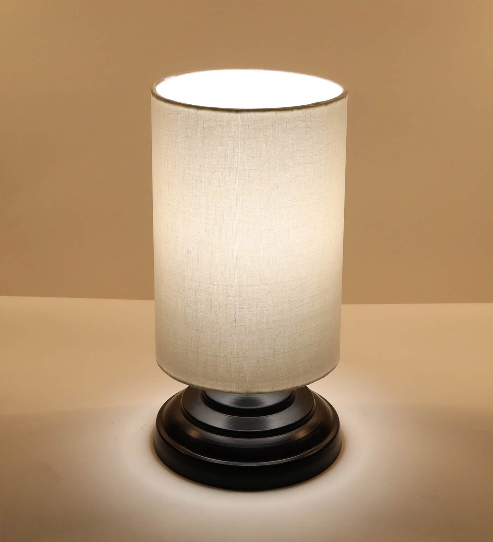 Festiva White Cotton Shade Table Lamp With Metal Base