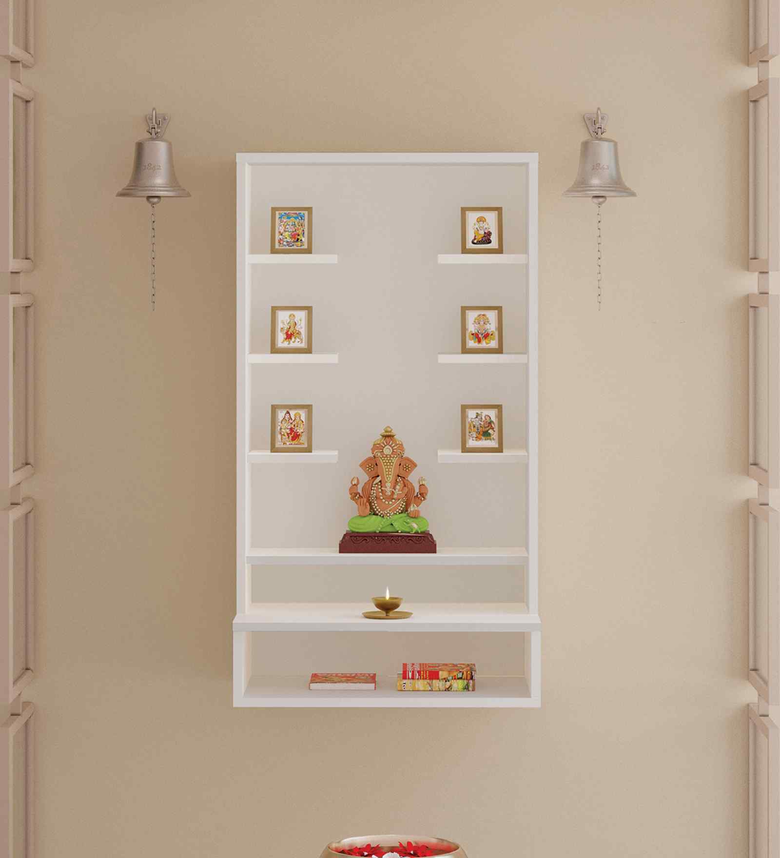 White Shubh Mini Pooja Temple