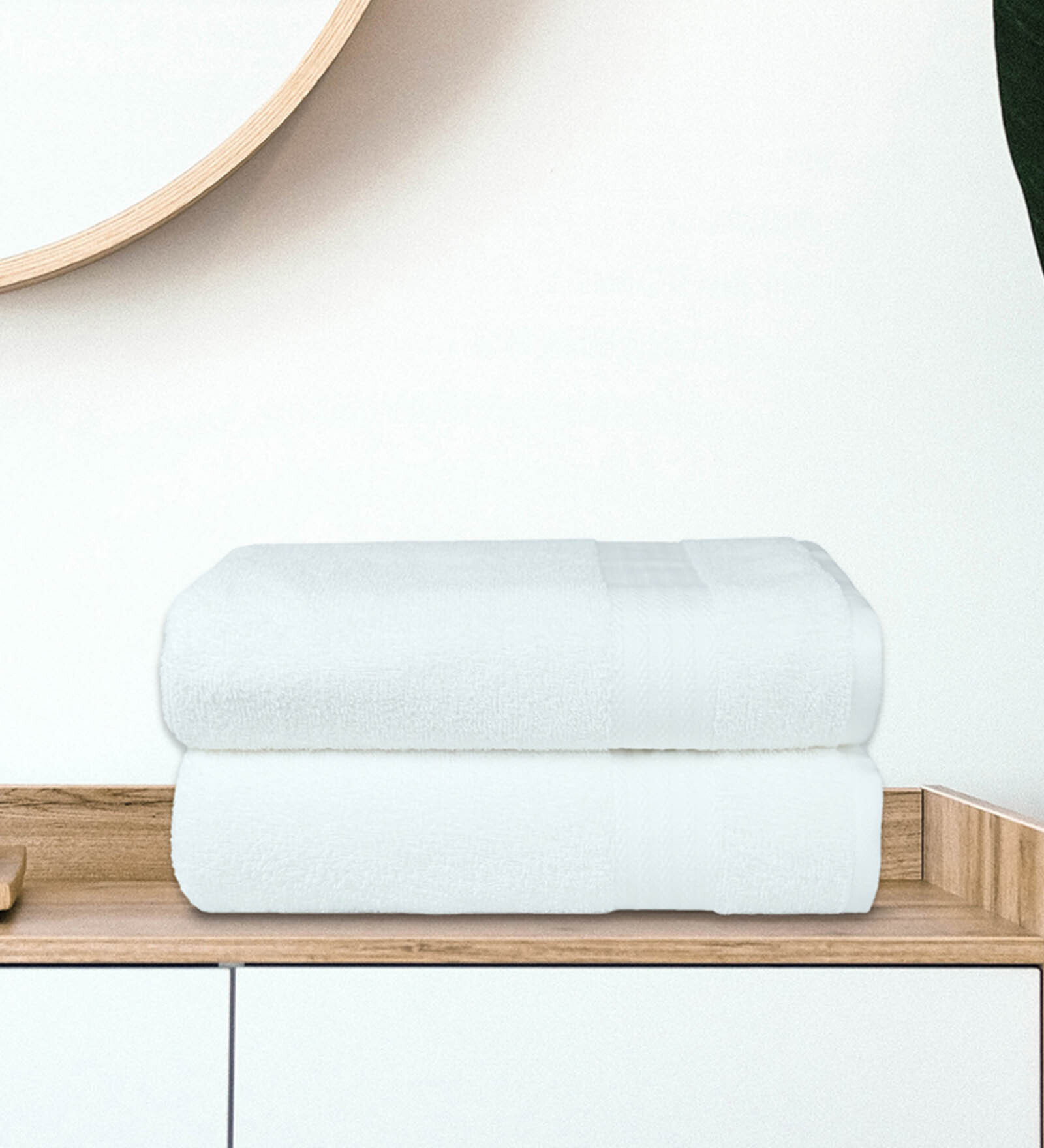 White Solid 400 GSM Cotton Bath Towels (Set of 2)