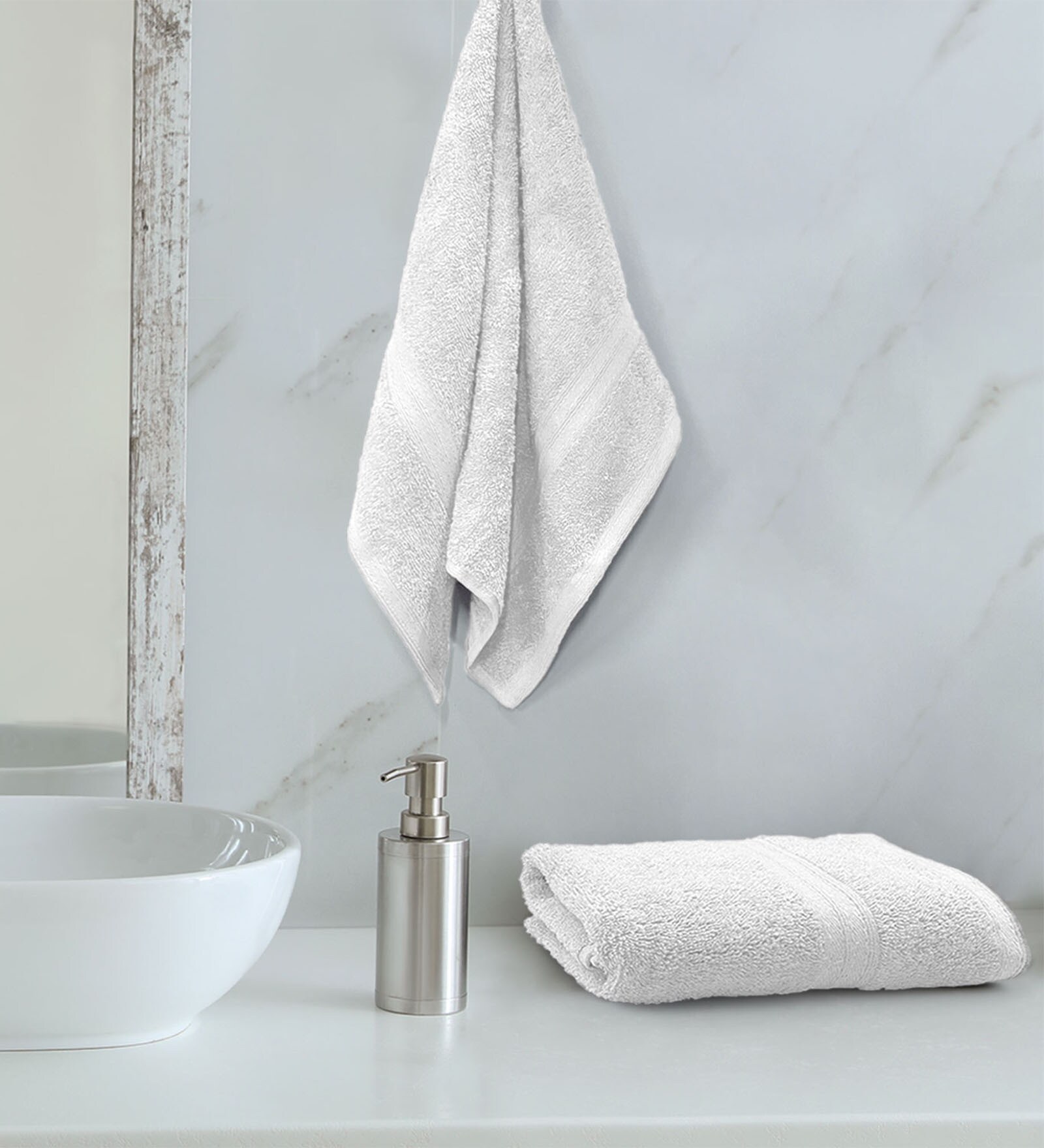 White Solid Cotton 500 GSM Hand Towel Set of 2
