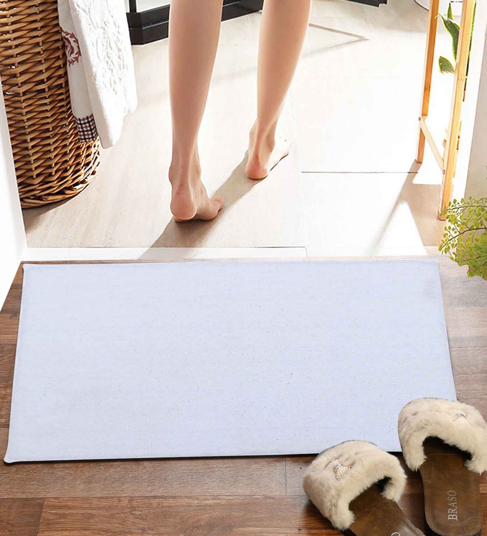 White Solid MicroFibre 15x10 Inches Antiskid Bath Mats