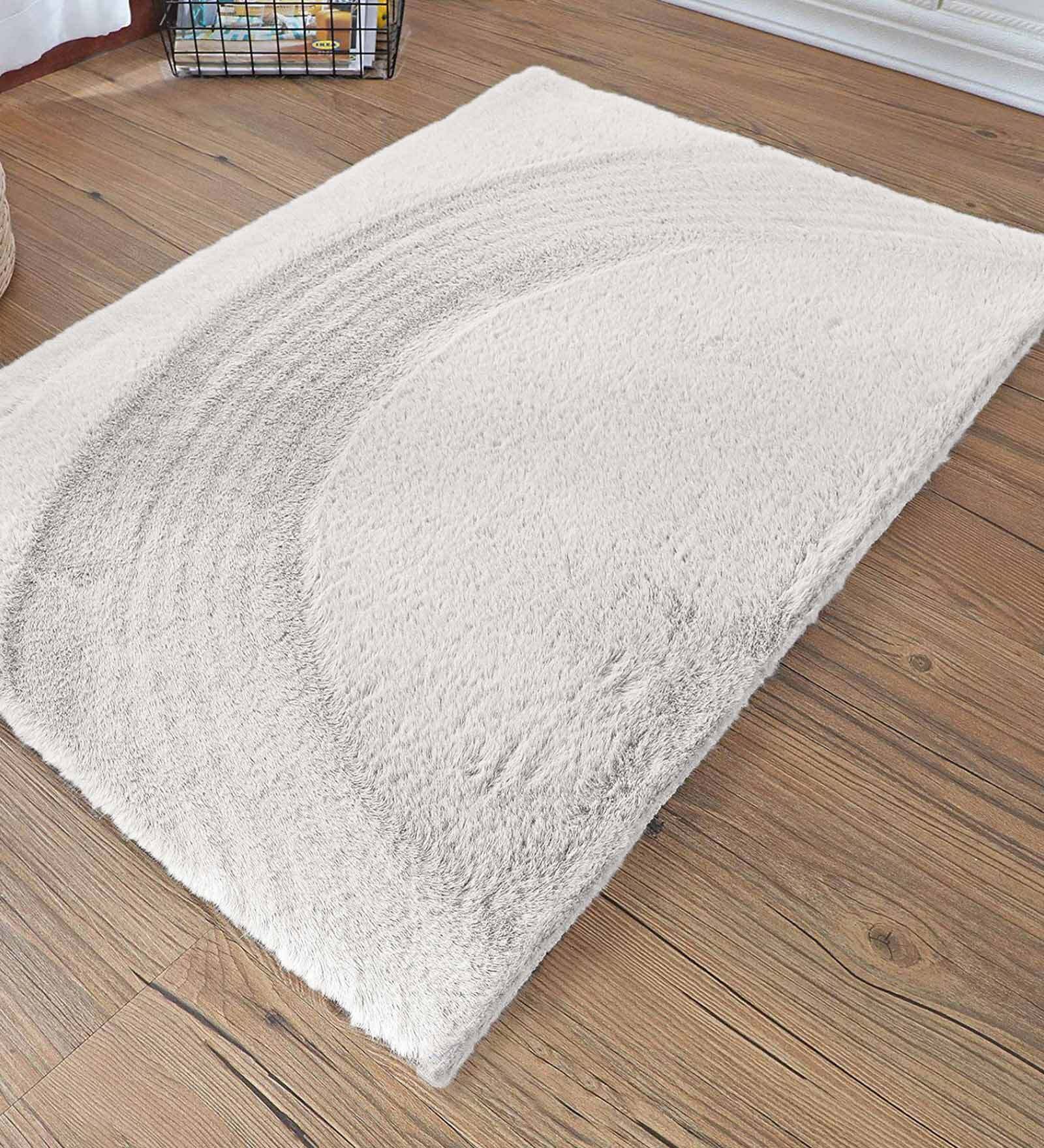 White Solid Polyester 36x24 Inches AntiSkid Bath Mat